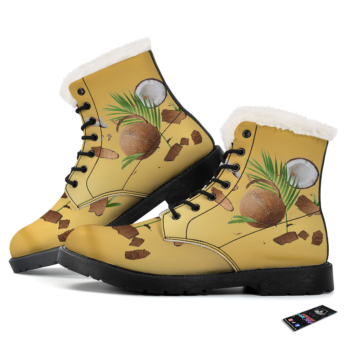 3D Coconut Print Winter Boots-grizzshop