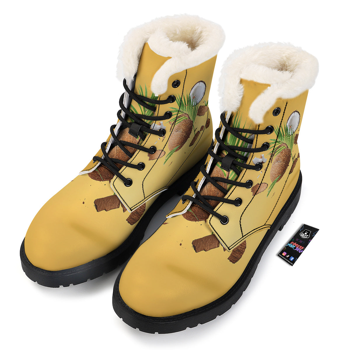3D Coconut Print Winter Boots-grizzshop