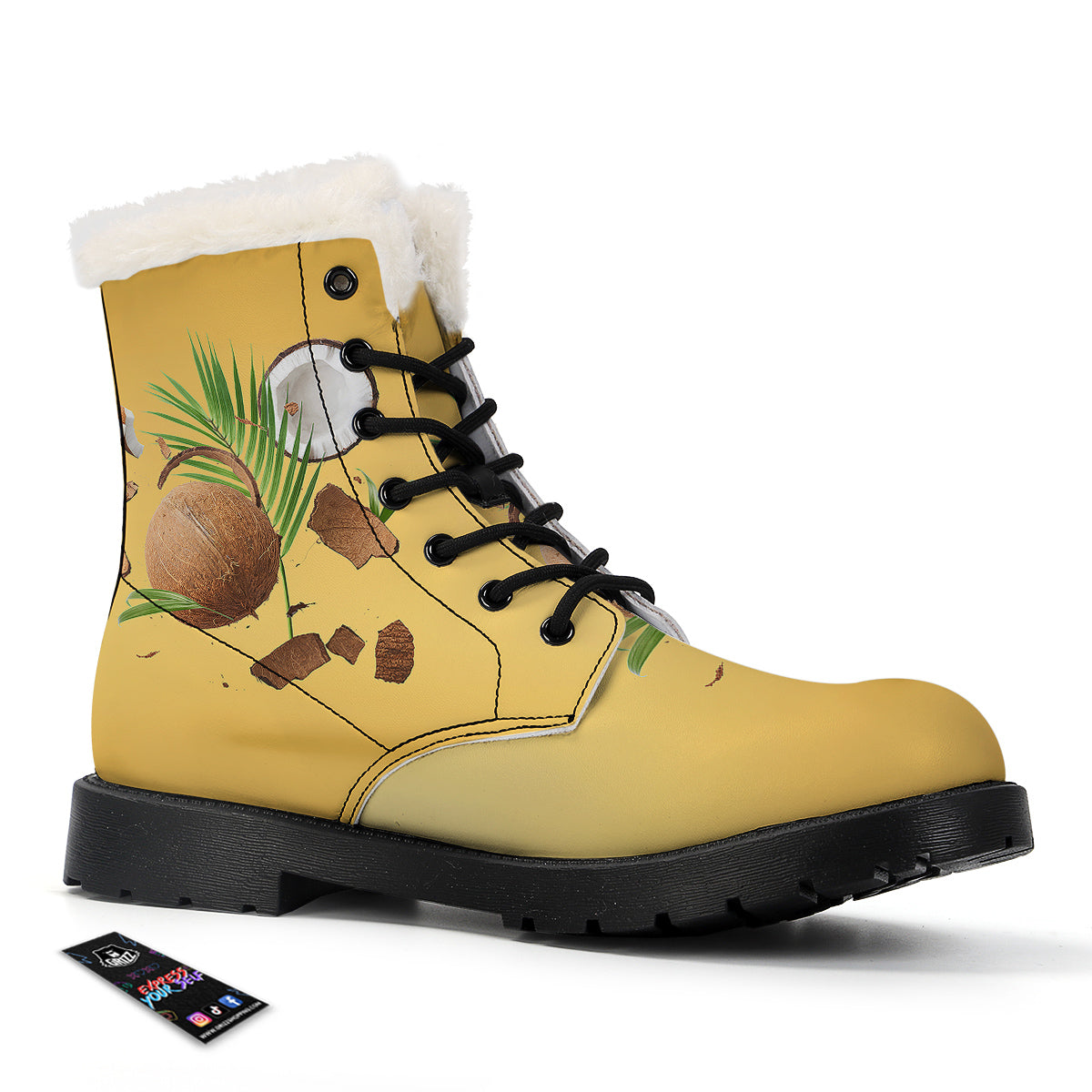 3D Coconut Print Winter Boots-grizzshop