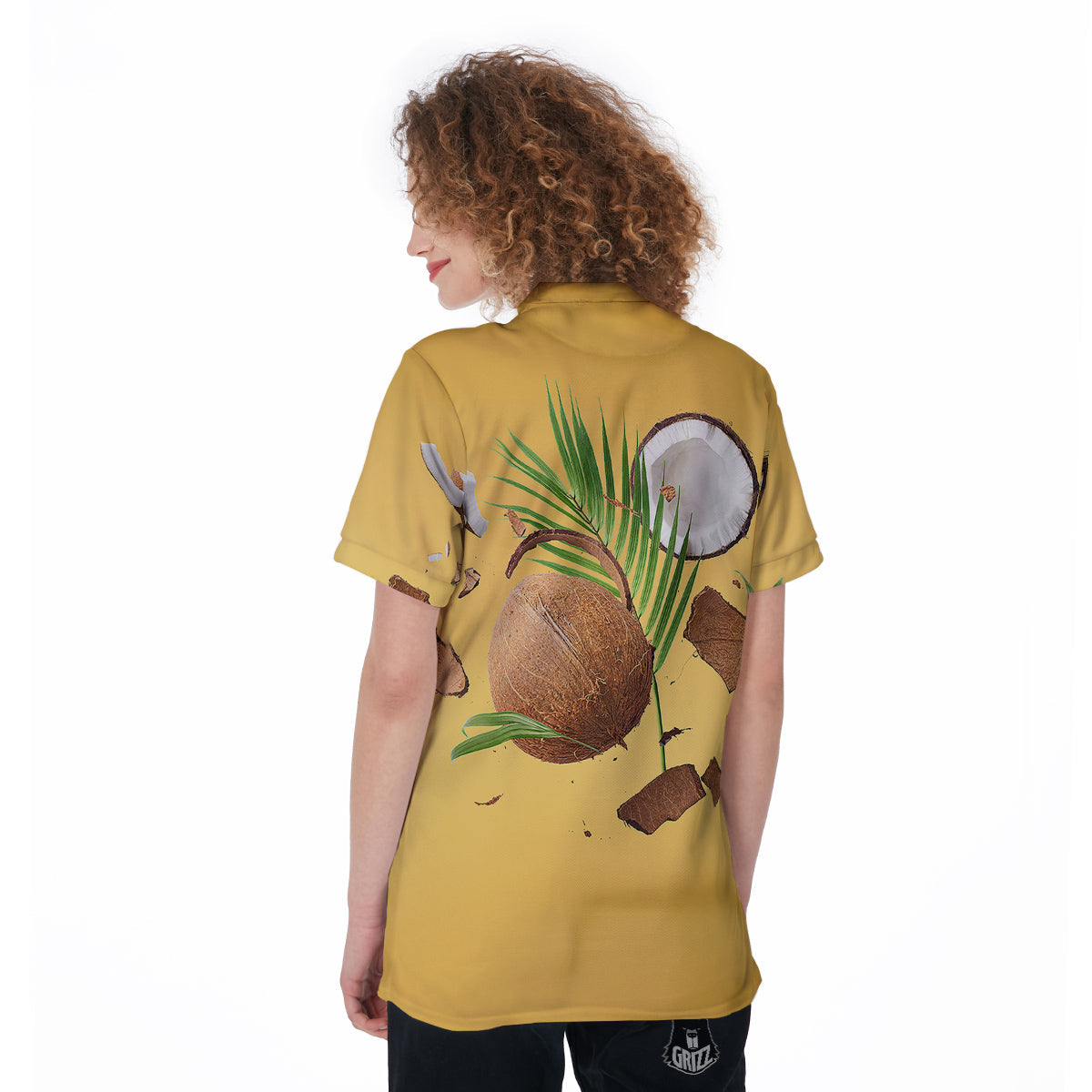 3D Coconut Print Women's Golf Shirts-grizzshop