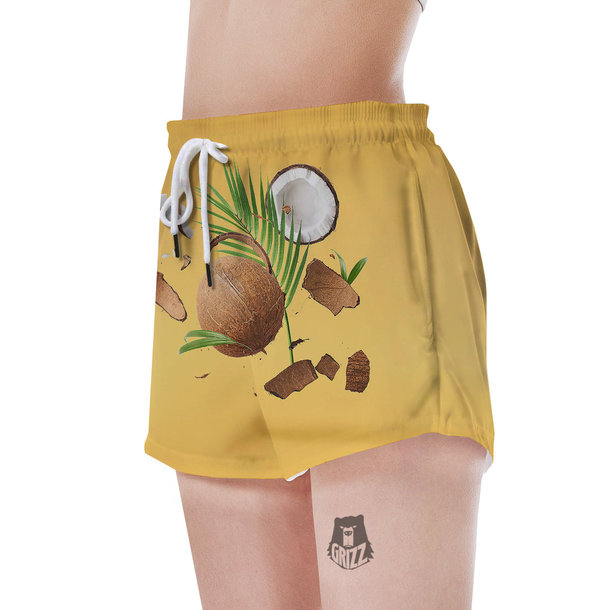3D Coconut Print Women's Shorts-grizzshop