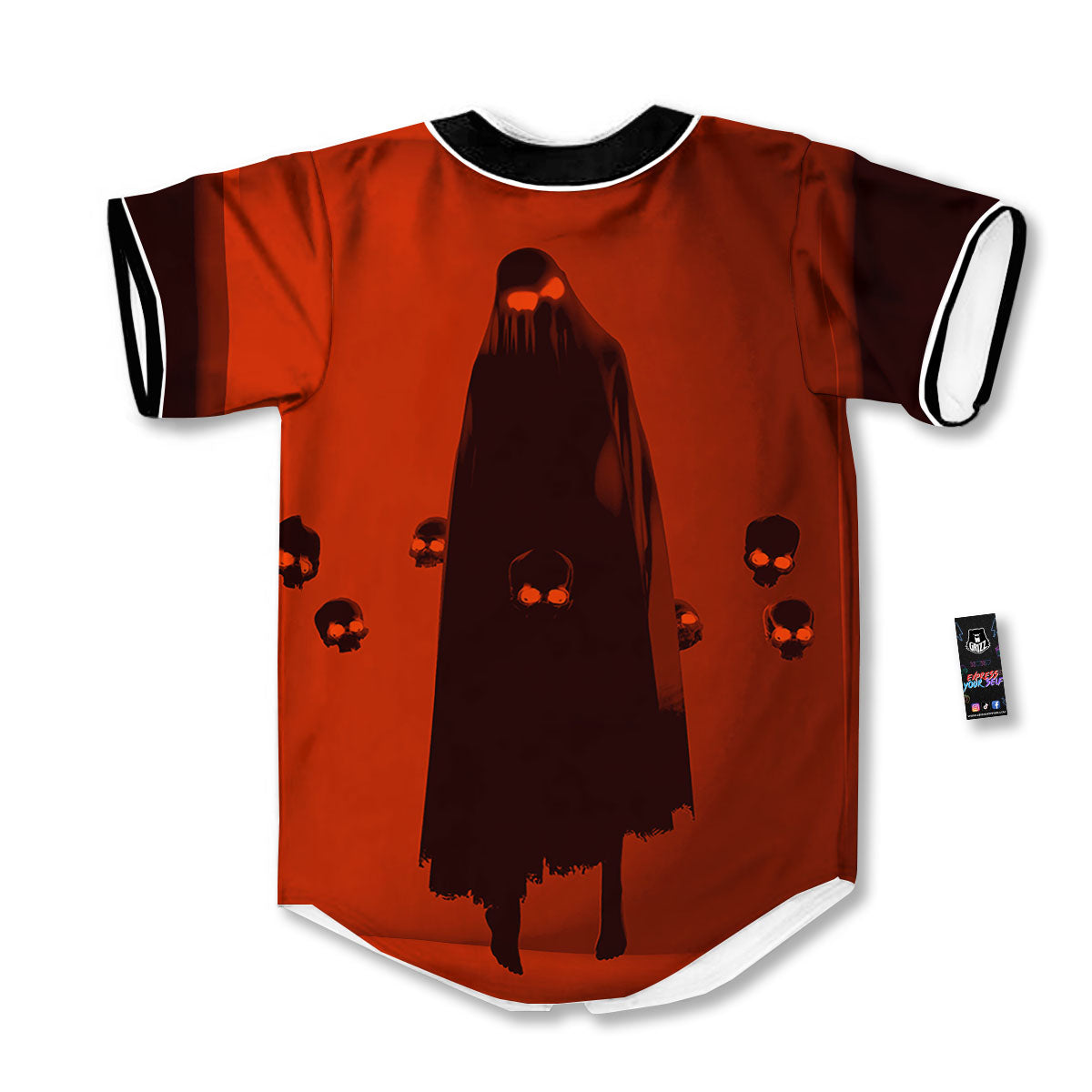3D Ghost In The Darkness Print Baseball Jersey-grizzshop