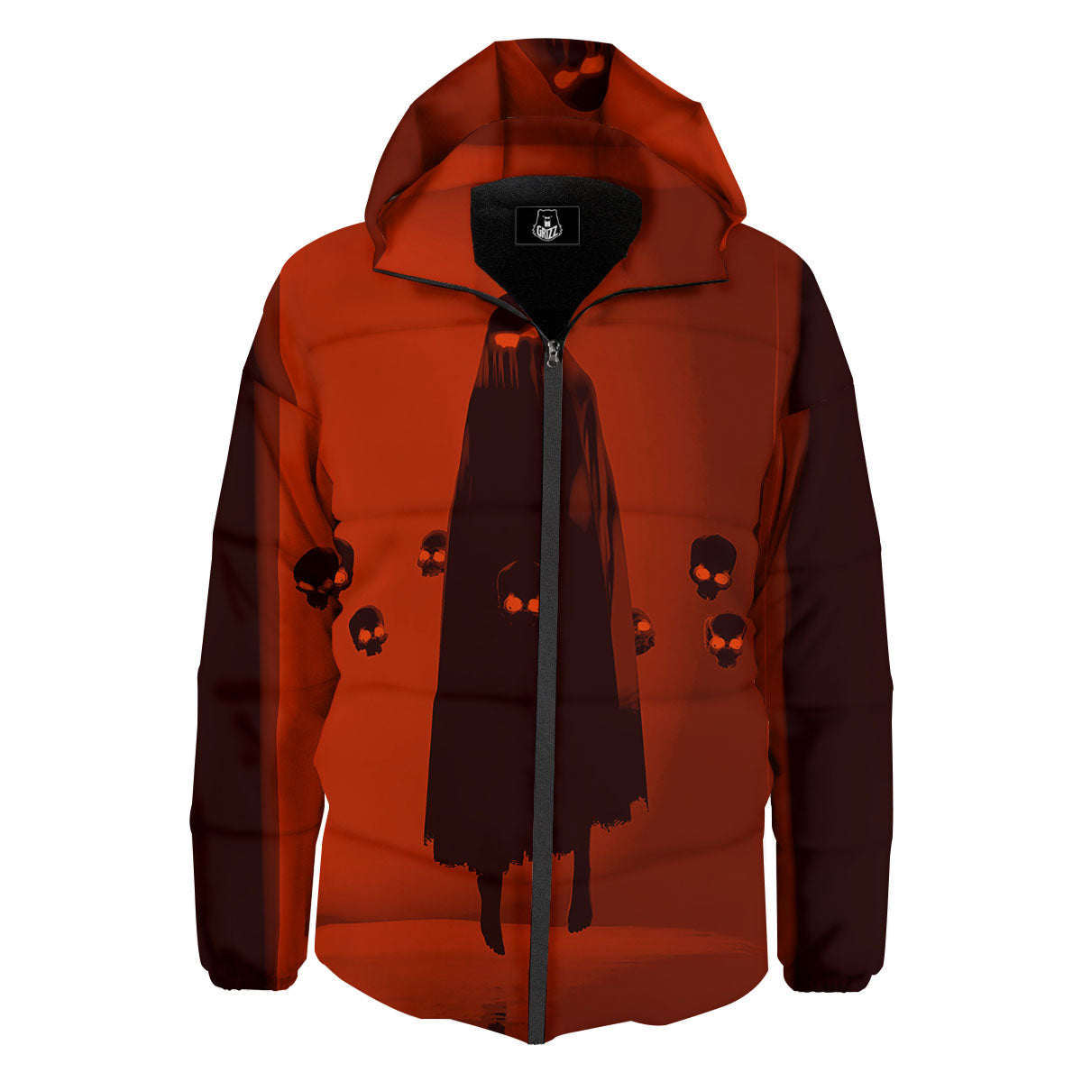 3D Ghost In The Darkness Print Down Jacket-grizzshop