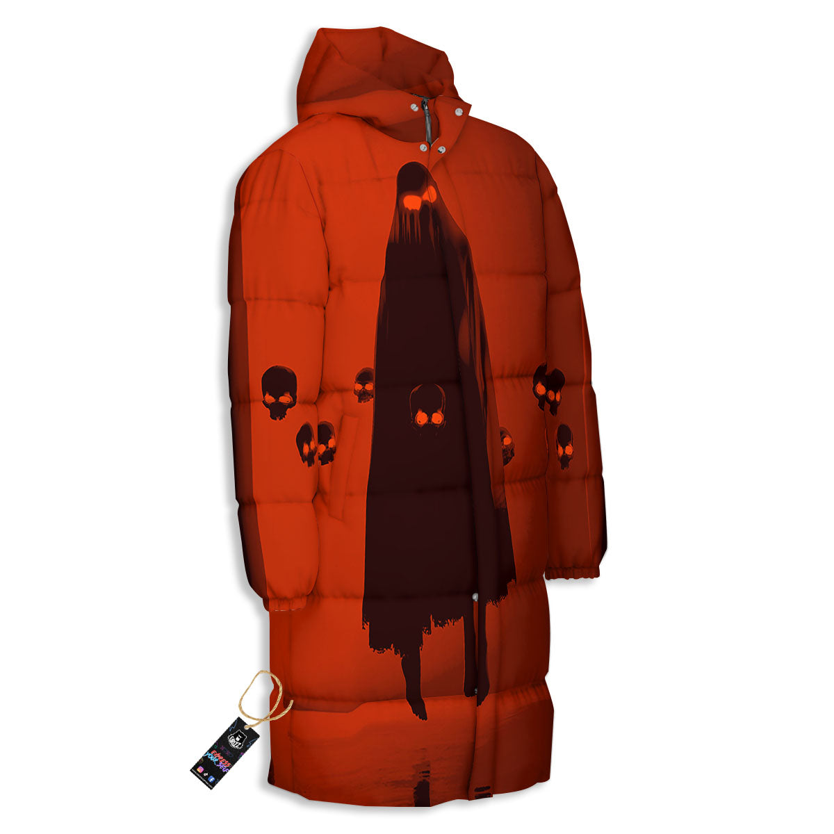 3D Ghost In The Darkness Print Long Down Jacket-grizzshop