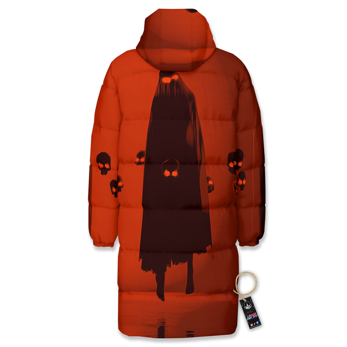 3D Ghost In The Darkness Print Long Down Jacket-grizzshop