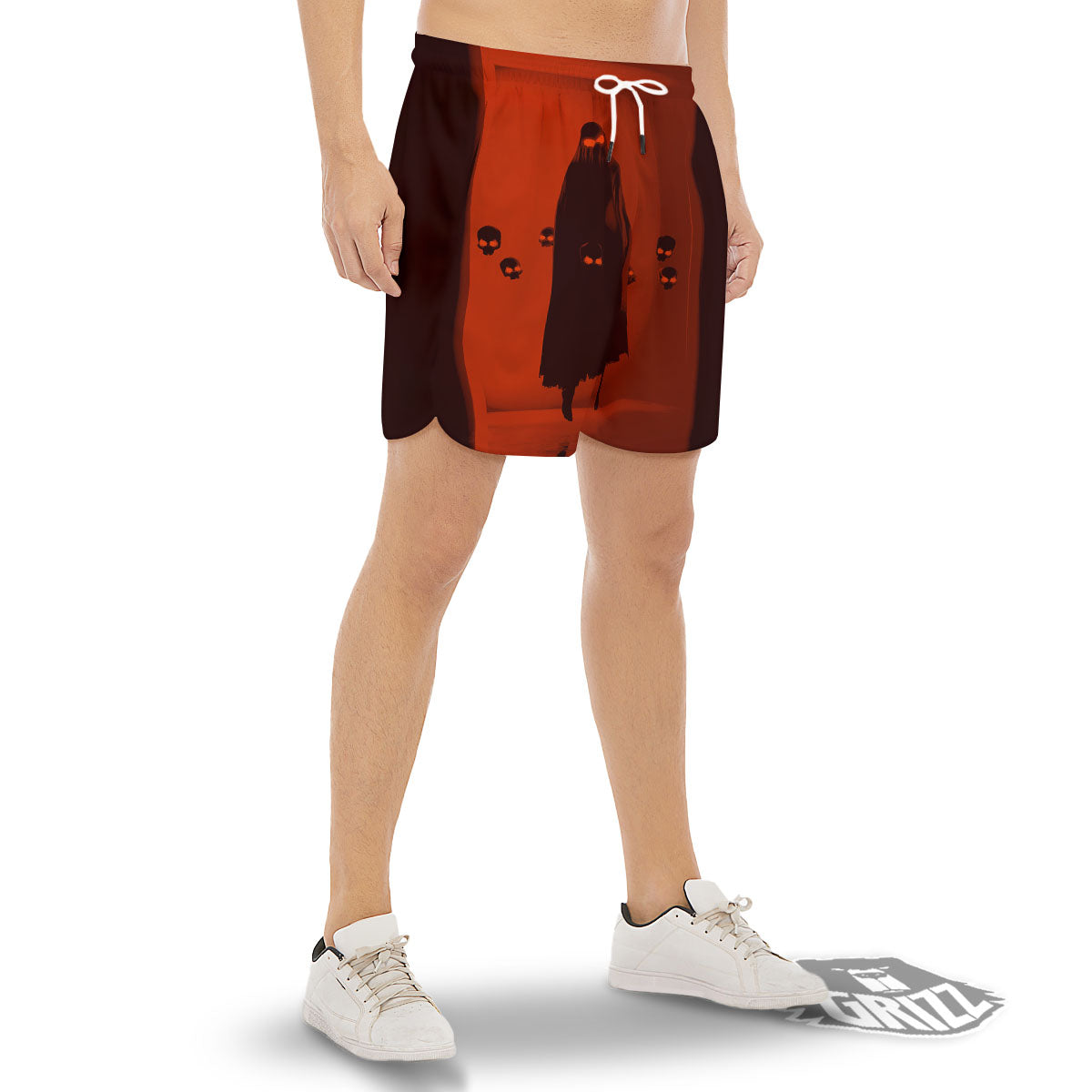 3D Ghost In The Darkness Print Men's Gym Shorts-grizzshop