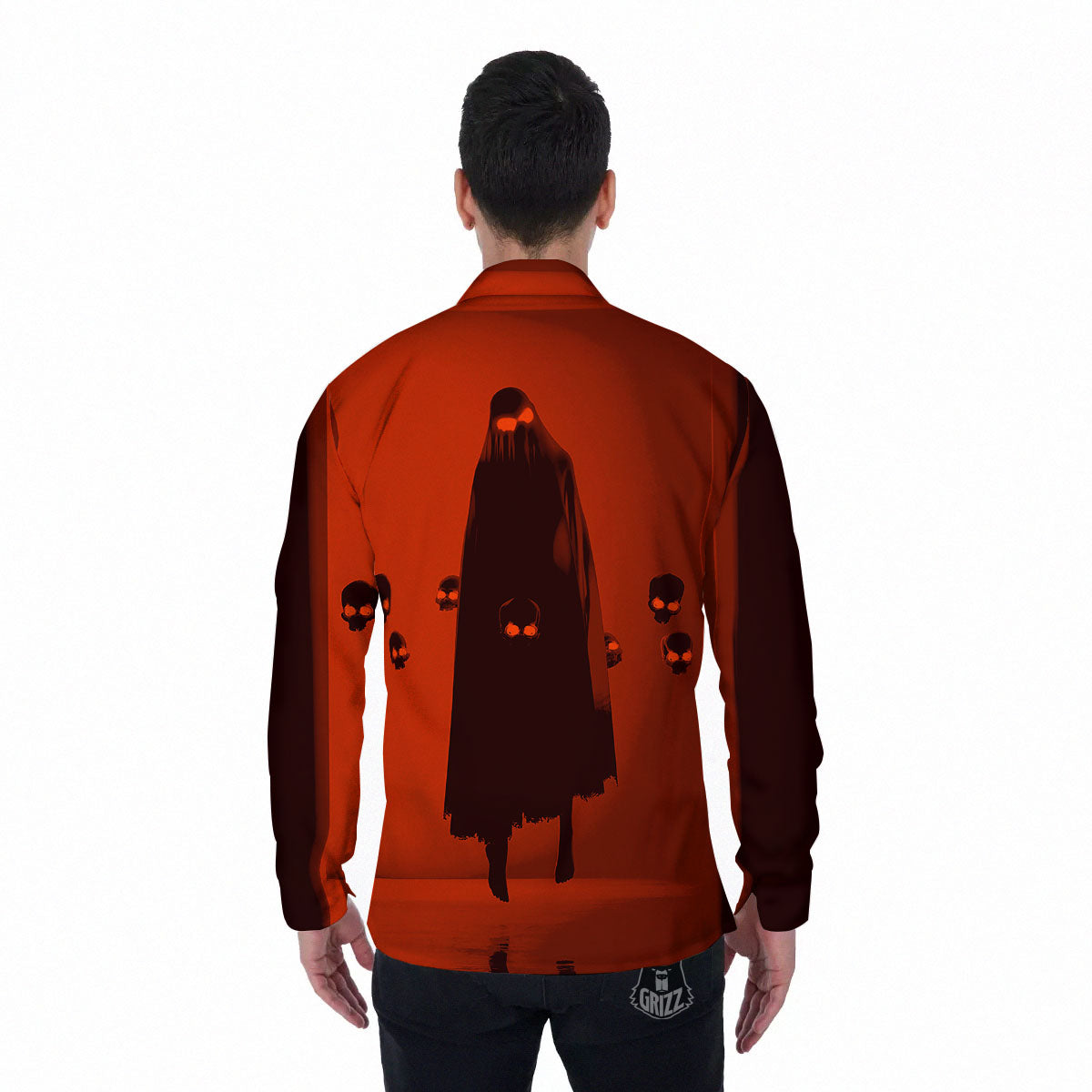 3D Ghost In The Darkness Print Men's Long Sleeve Shirts-grizzshop