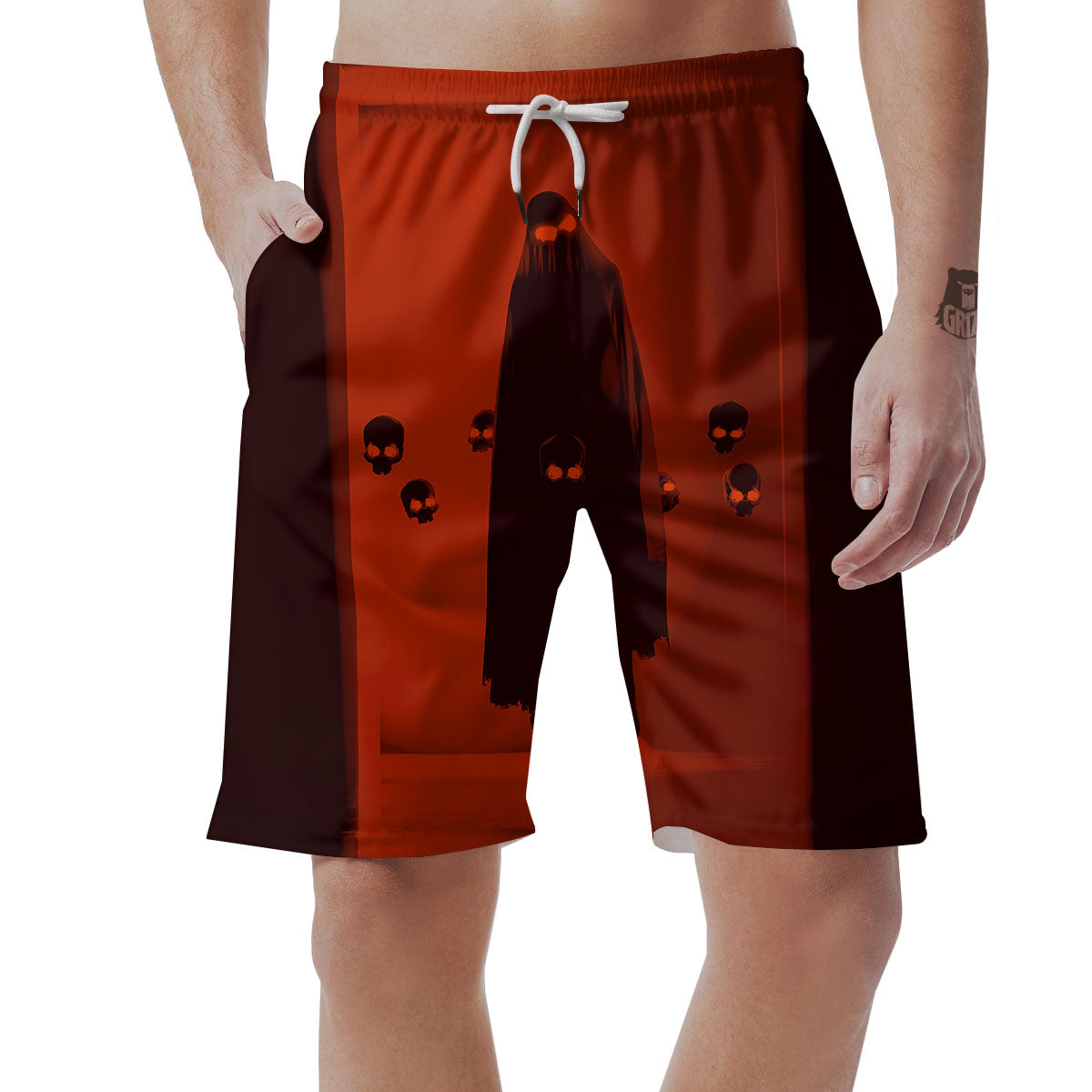 3D Ghost In The Darkness Print Men's Shorts-grizzshop
