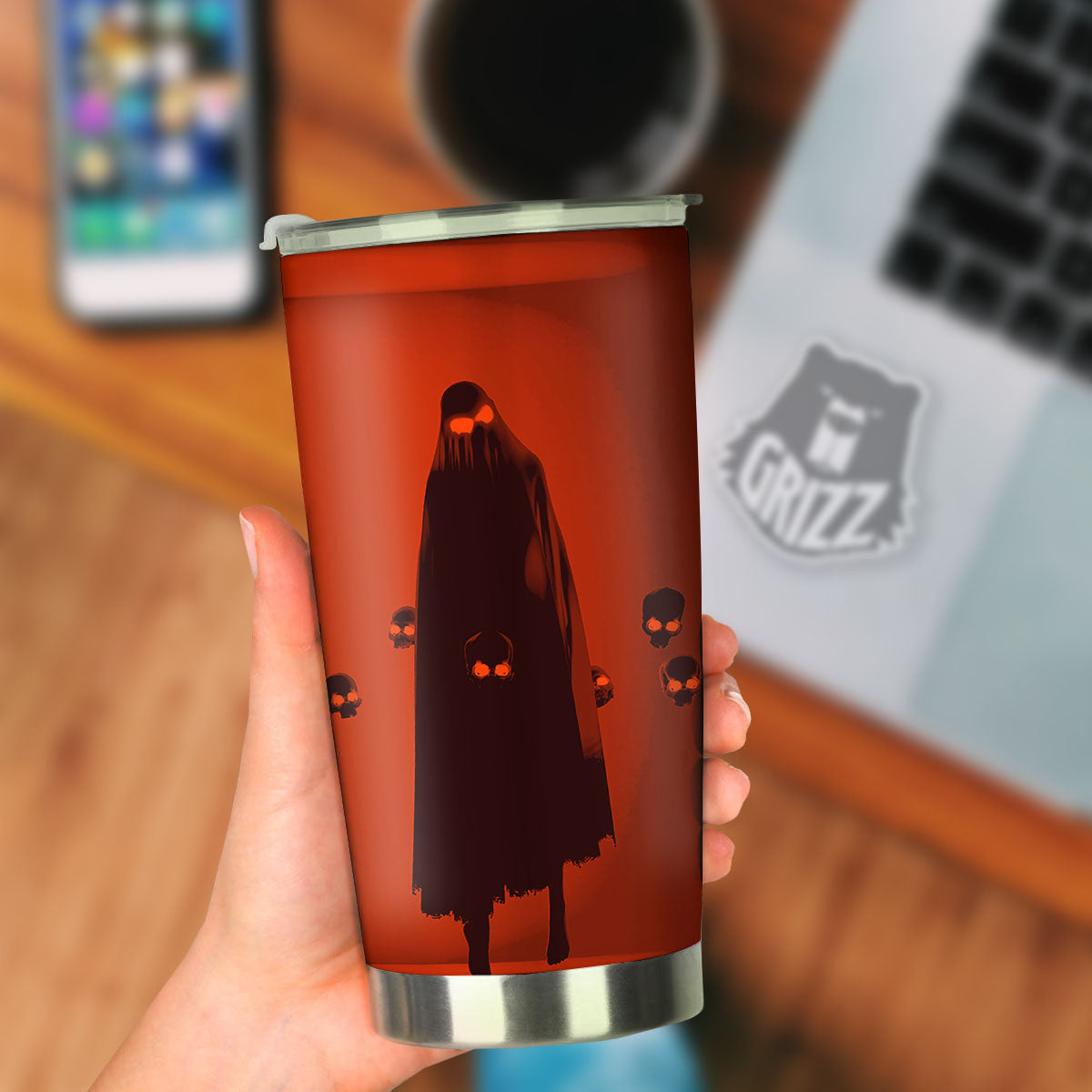 3D Ghost In The Darkness Print Tumbler-grizzshop