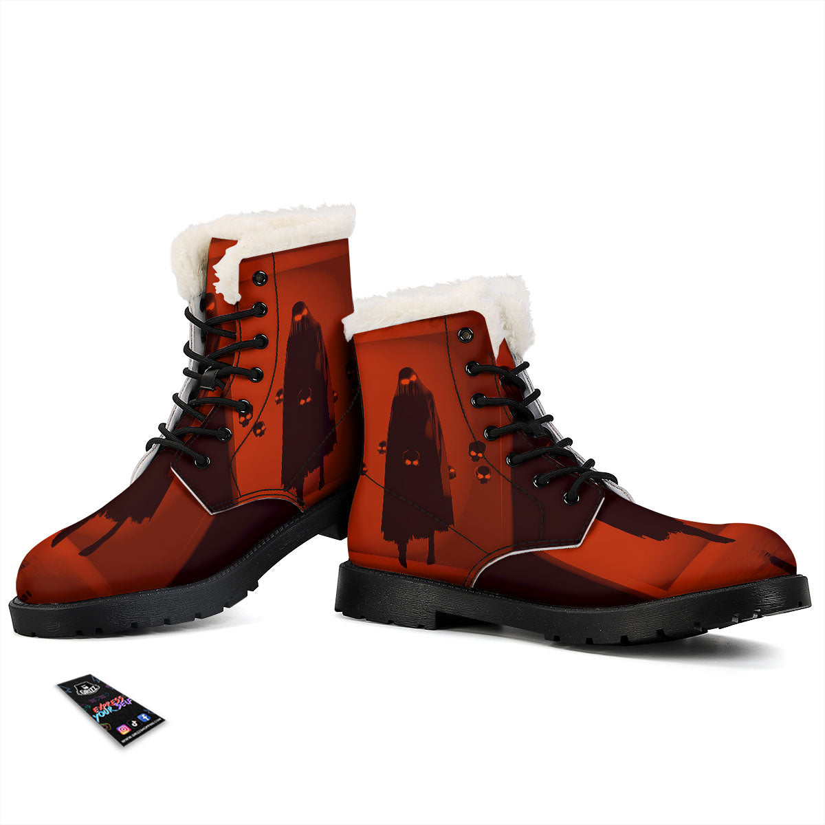 3D Ghost In The Darkness Print Winter Boots-grizzshop