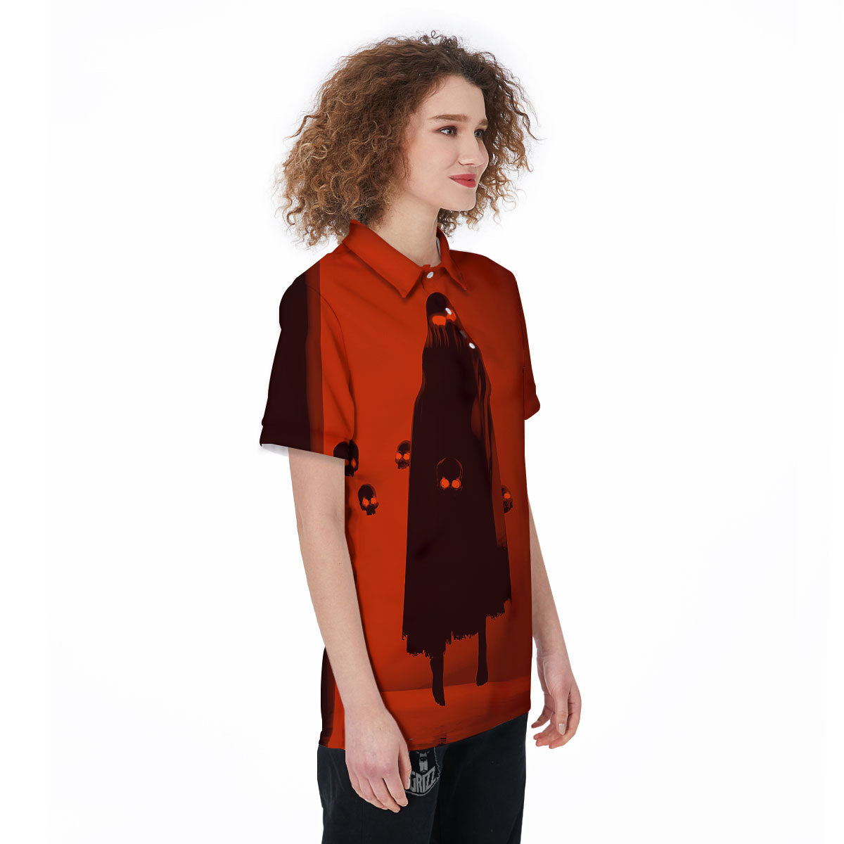 3D Ghost In The Darkness Print Women's Golf Shirts-grizzshop