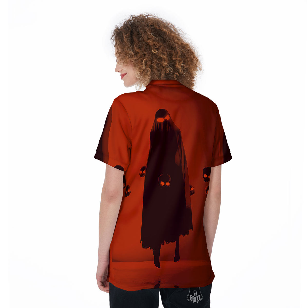 3D Ghost In The Darkness Print Women's Golf Shirts-grizzshop