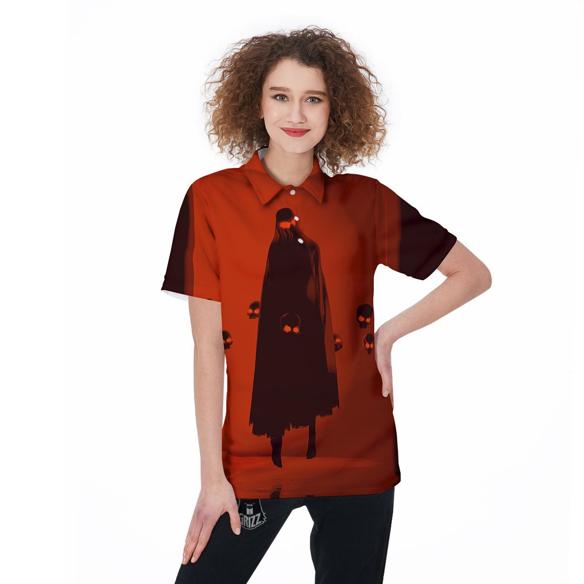 3D Ghost In The Darkness Print Women's Golf Shirts-grizzshop