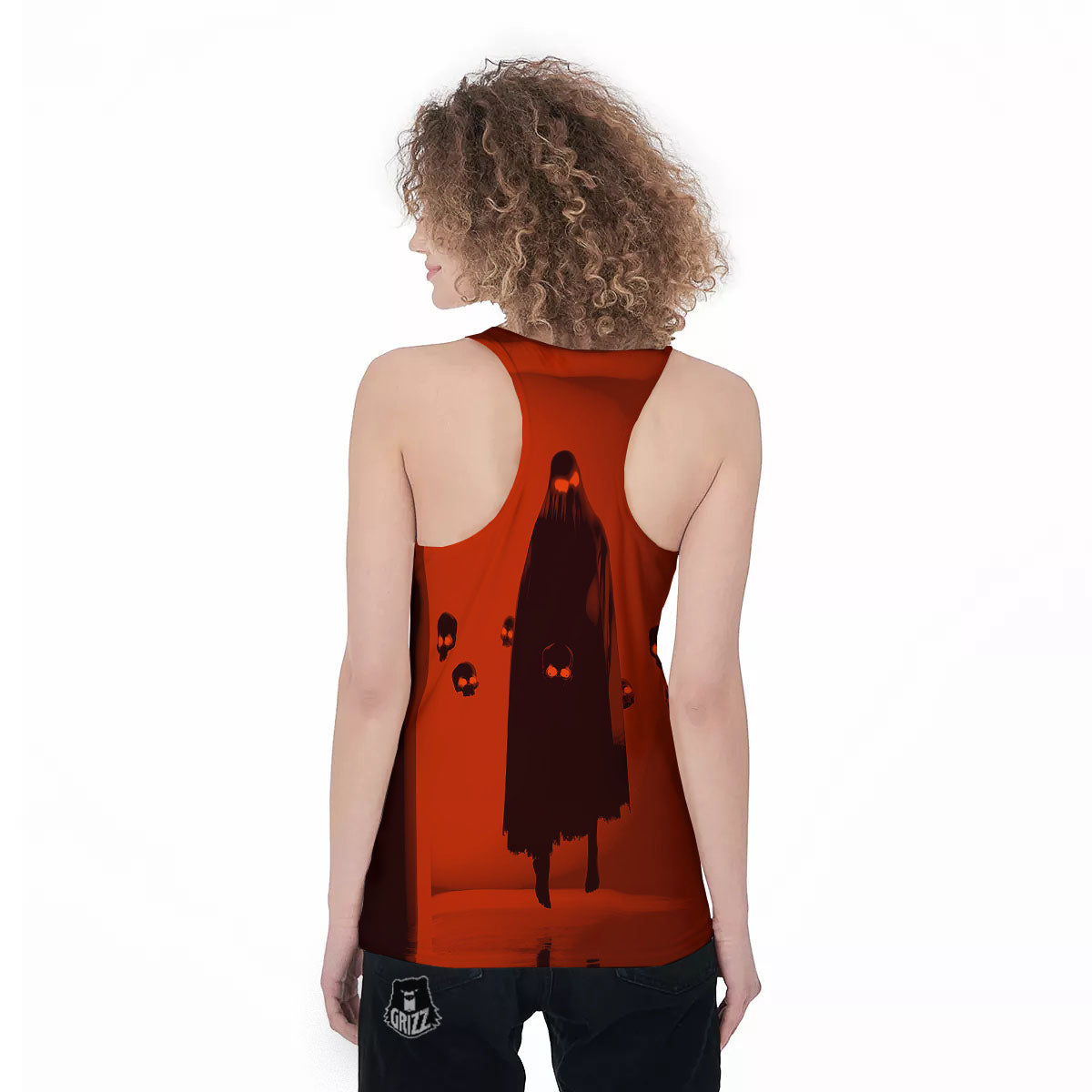 3D Ghost In The Darkness Print Women's Racerback Tank Top-grizzshop