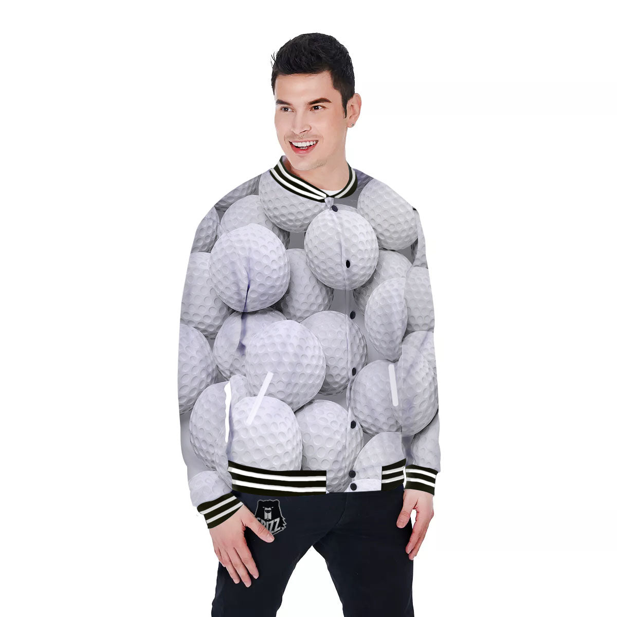 3D Golf Ball Print Baseball Jacket-grizzshop
