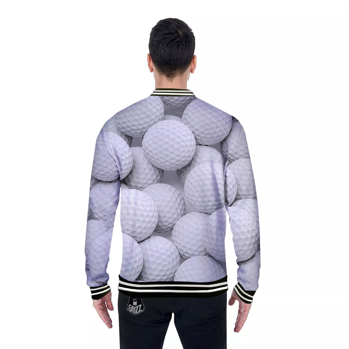 3D Golf Ball Print Baseball Jacket-grizzshop