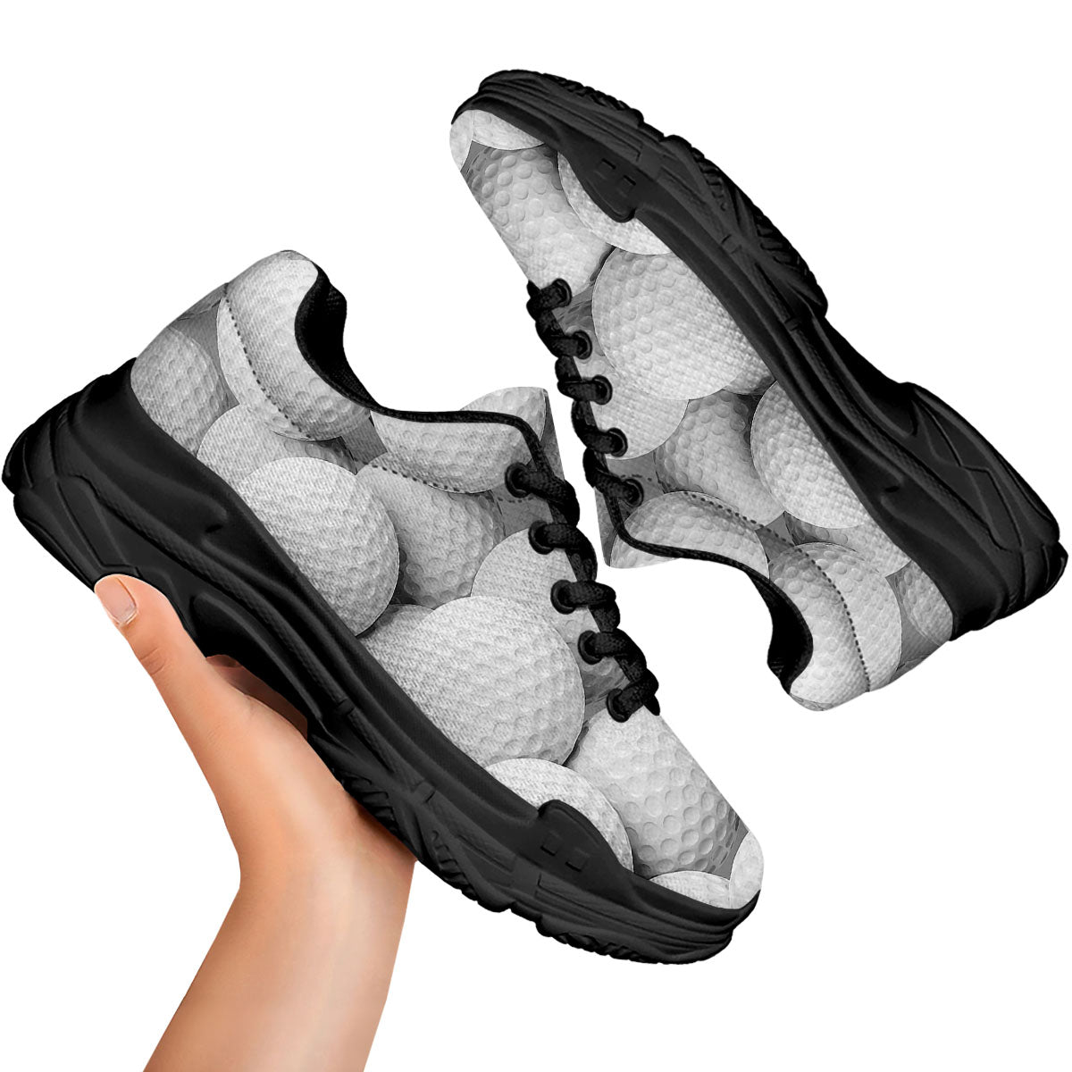 3D Golf Ball Print Black Chunky Shoes-grizzshop