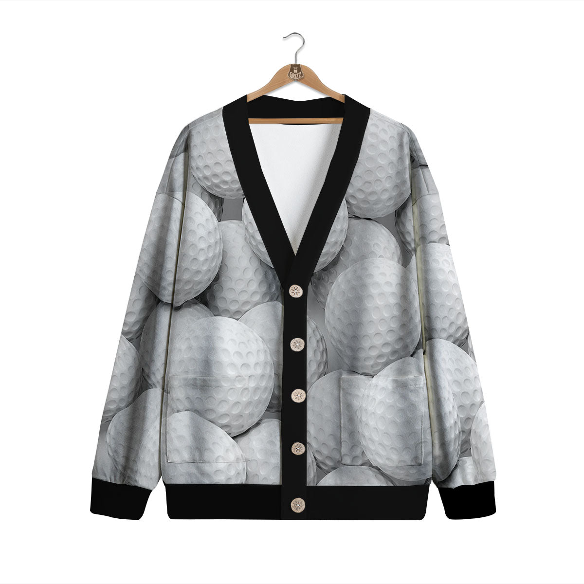 3D Golf Ball Print Cardigan-grizzshop