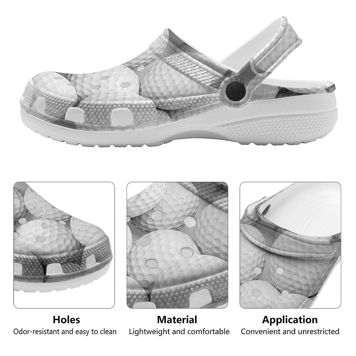 3D Golf Ball Print Clog-grizzshop
