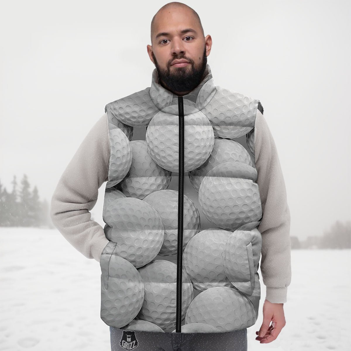 3D Golf Ball Print Down Vest
