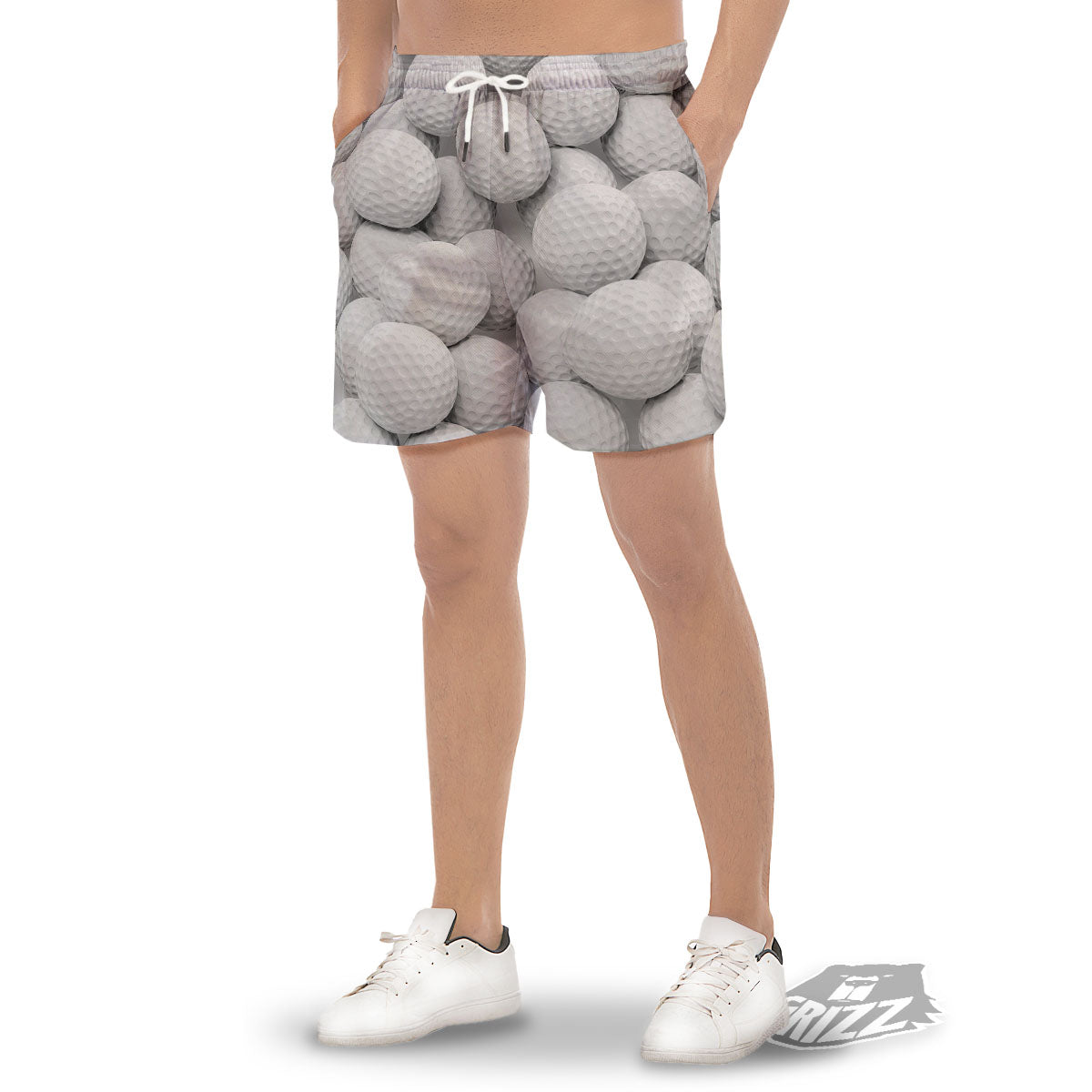 3D Golf Ball Print Men's Gym Shorts-grizzshop