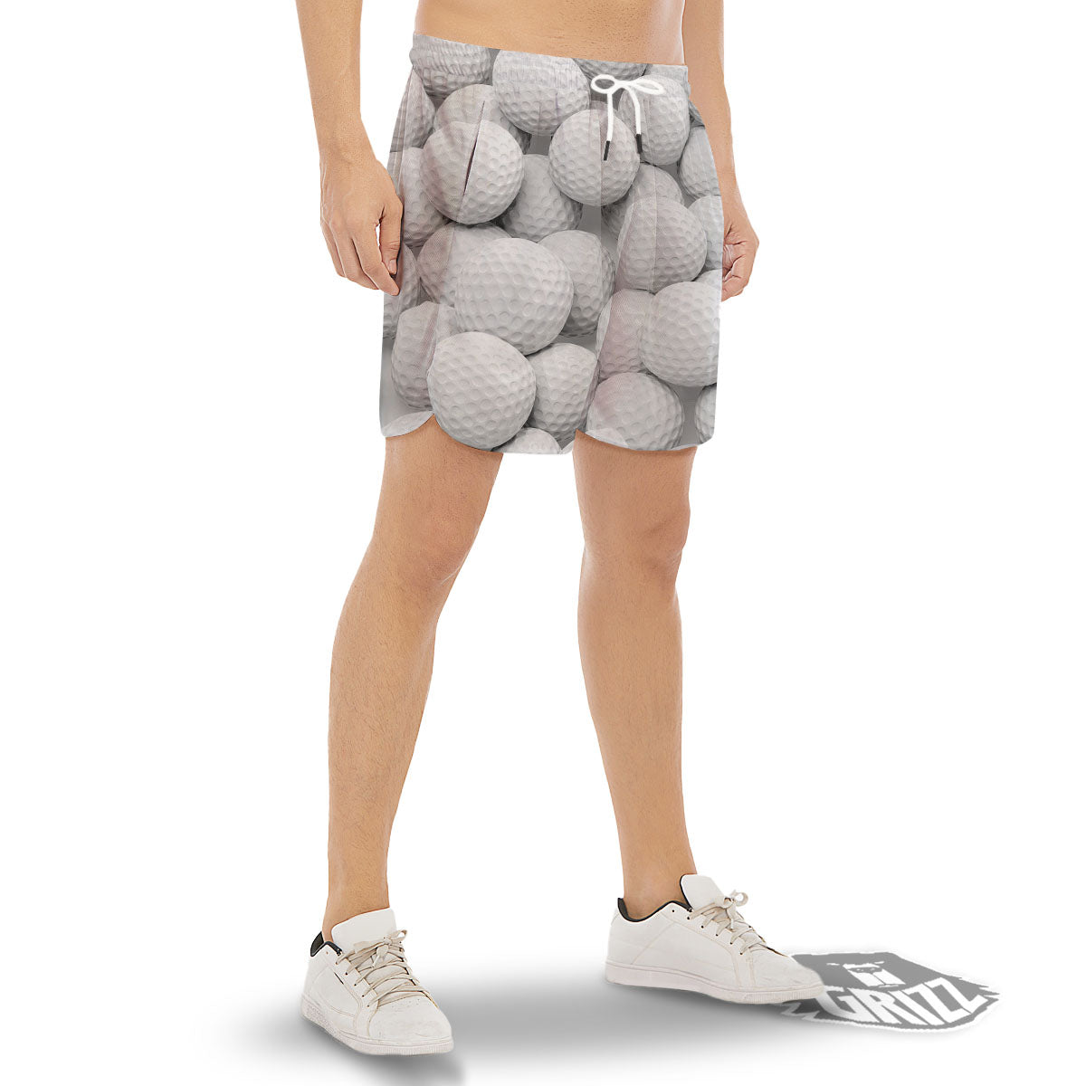 3D Golf Ball Print Men's Gym Shorts-grizzshop