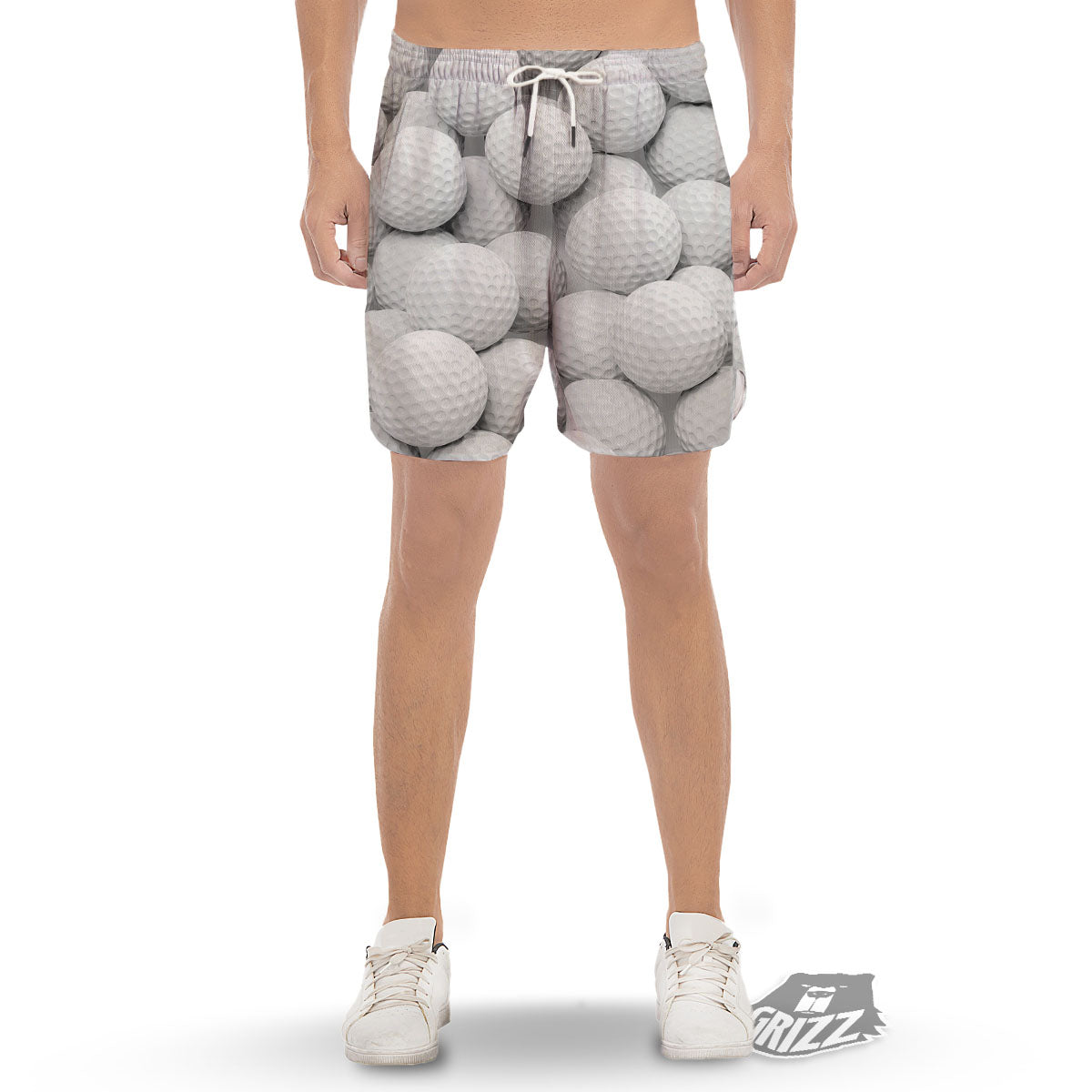 3D Golf Ball Print Men's Gym Shorts-grizzshop