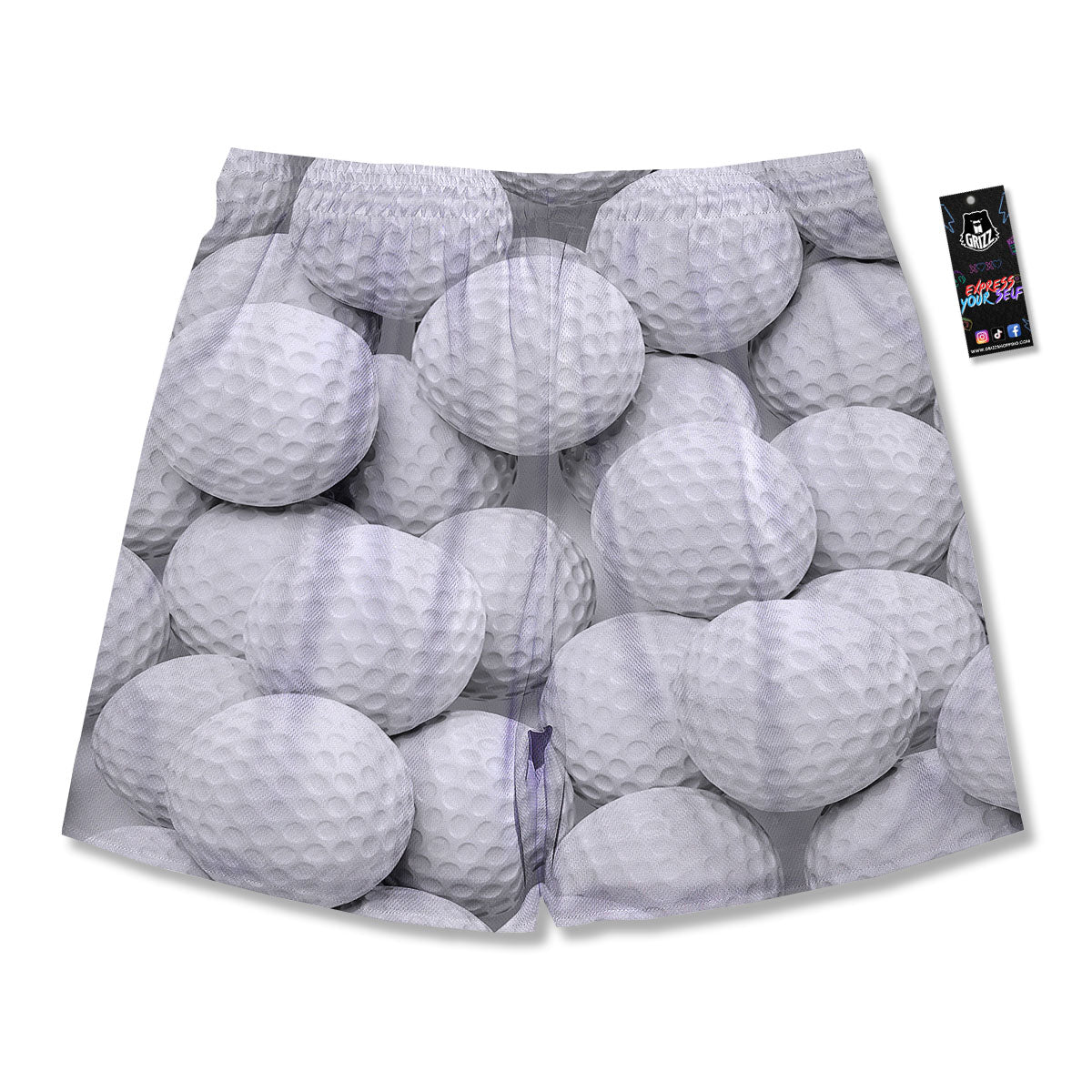 3D Golf Ball Print Men's Running Shorts-grizzshop