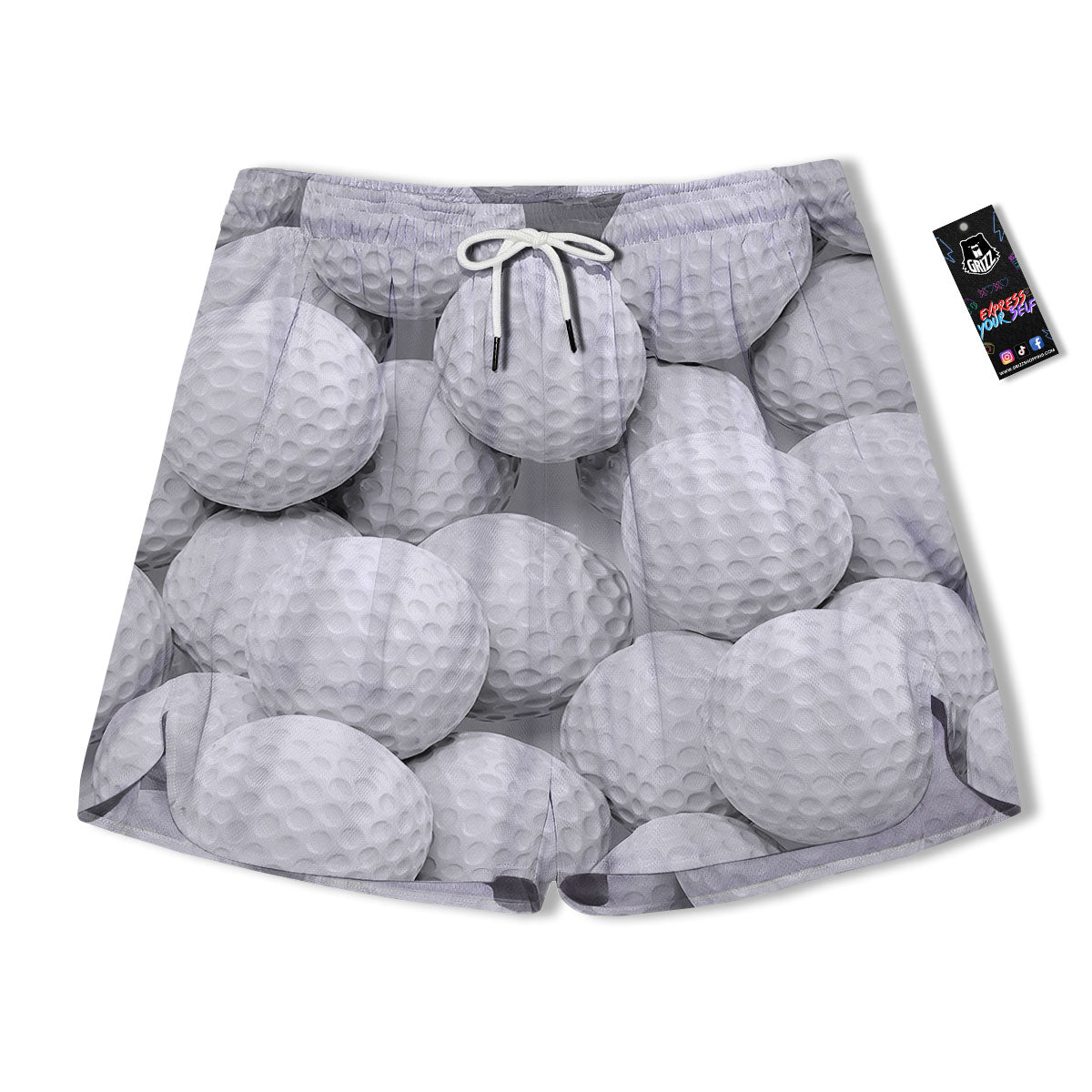 3D Golf Ball Print Men's Running Shorts-grizzshop