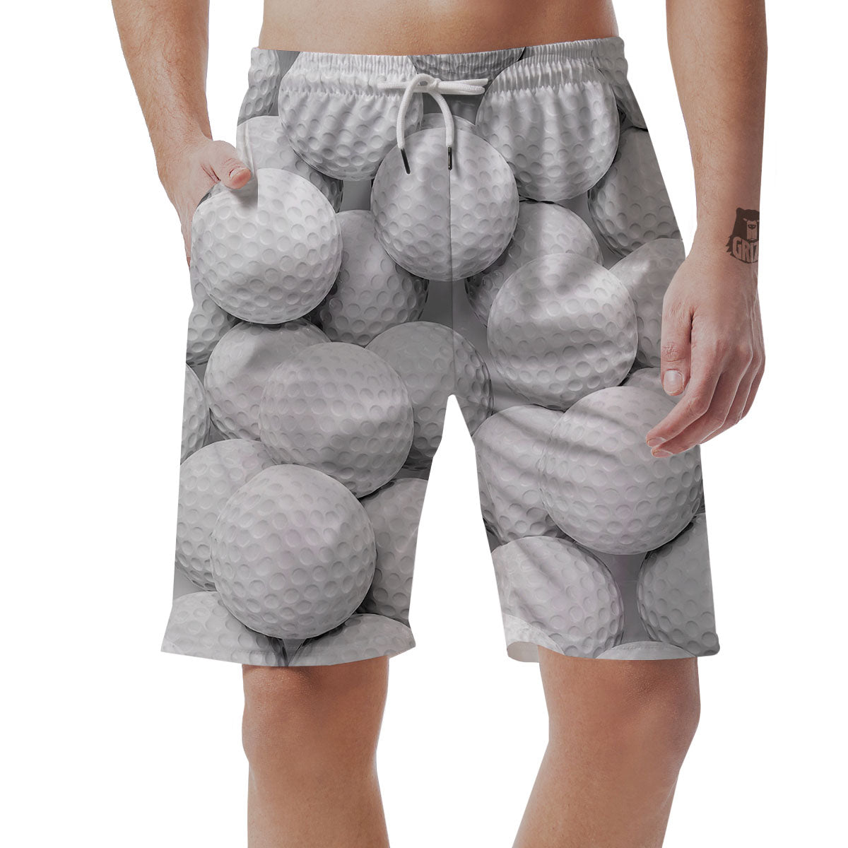 3D Golf Ball Print Men's Shorts-grizzshop
