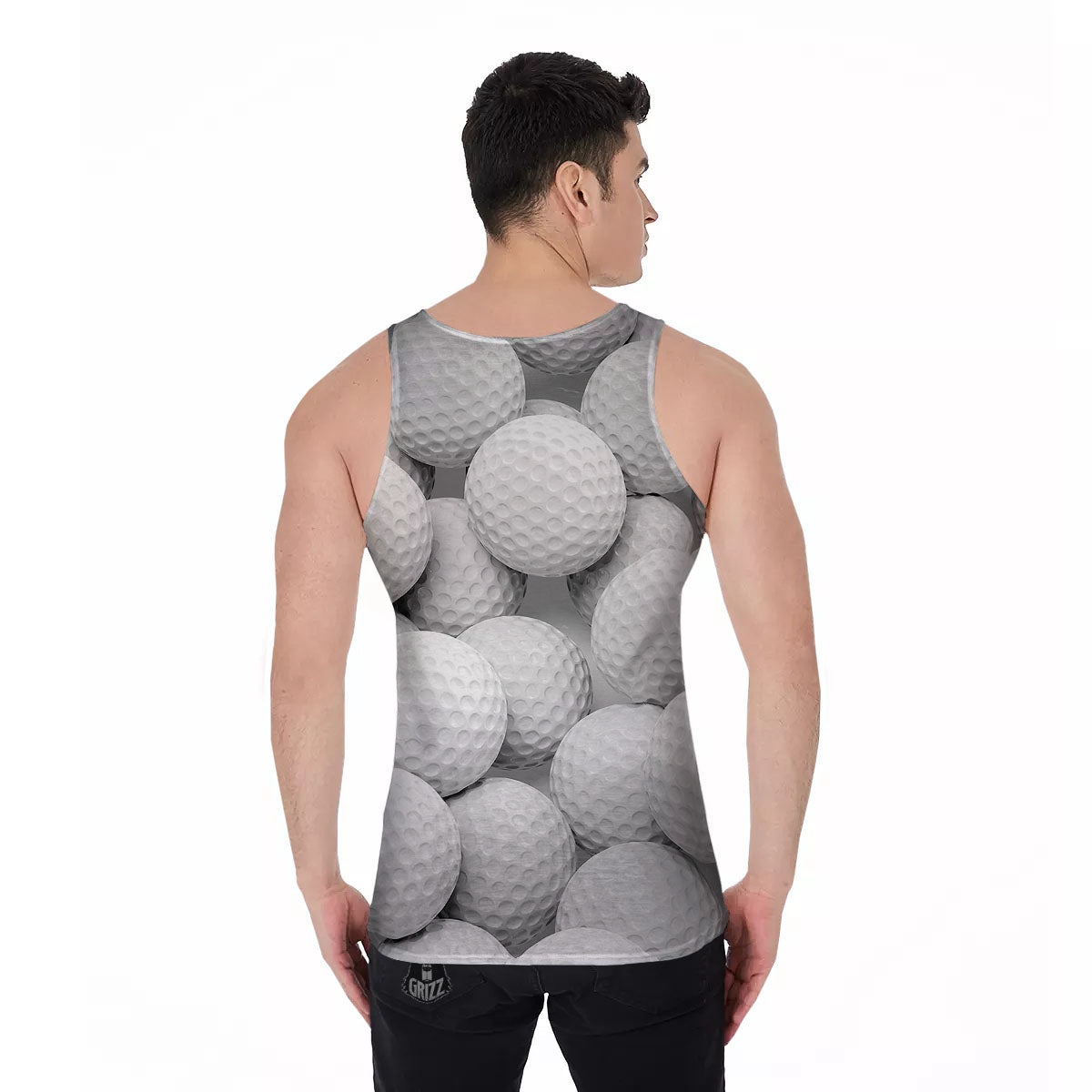 3D Golf Ball Print Men's Tank Top-grizzshop