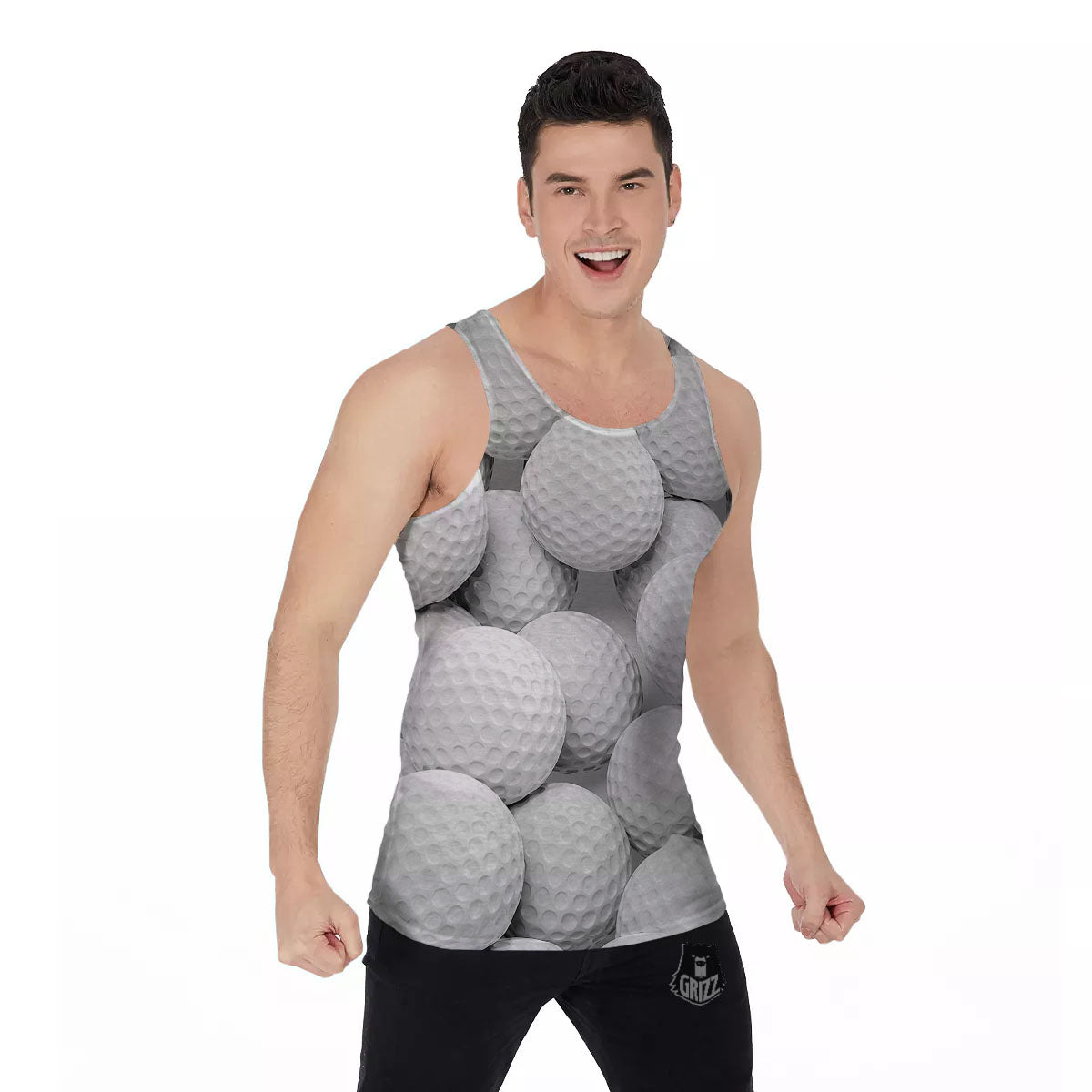 3D Golf Ball Print Men's Tank Top-grizzshop