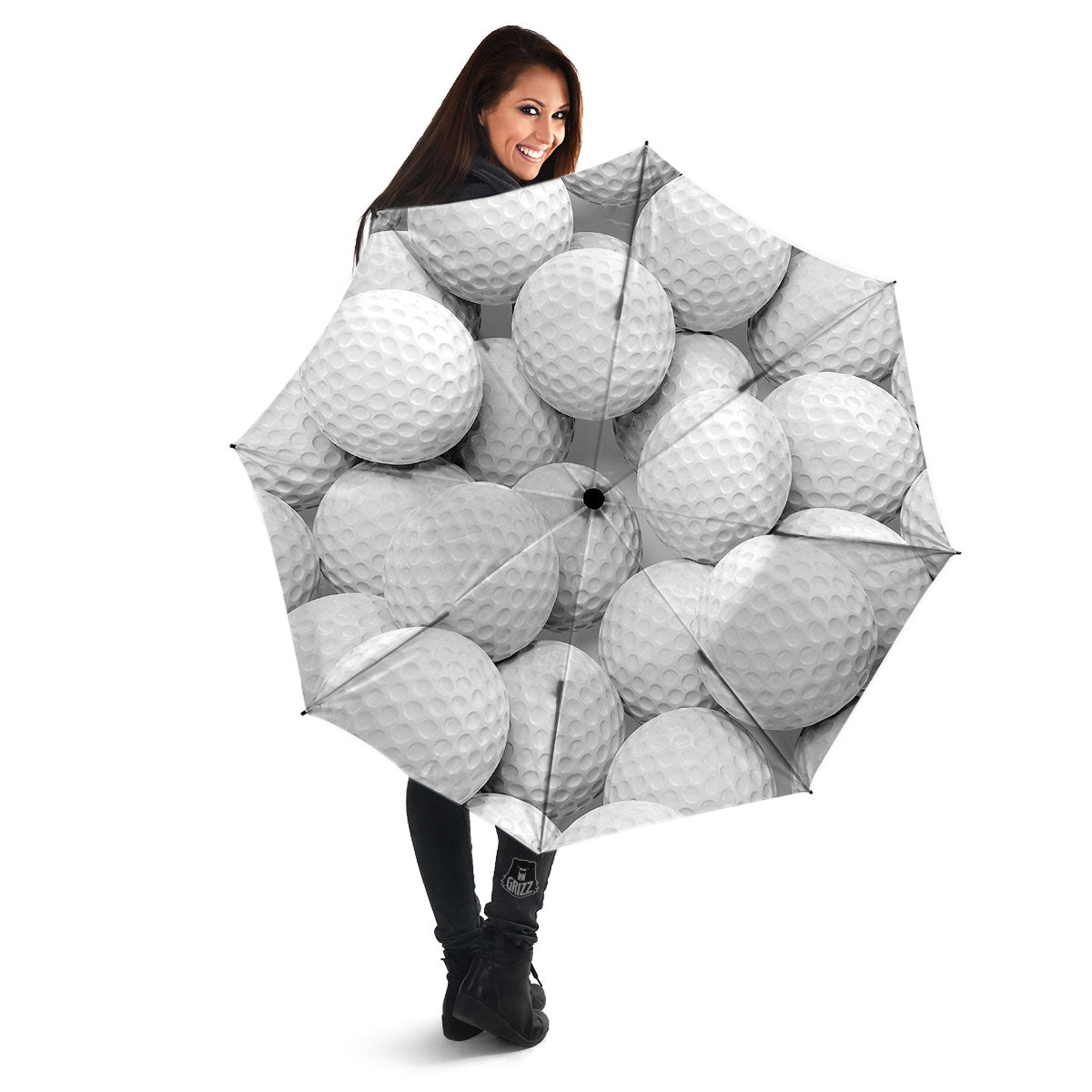 3D Golf Ball Print Umbrella-grizzshop