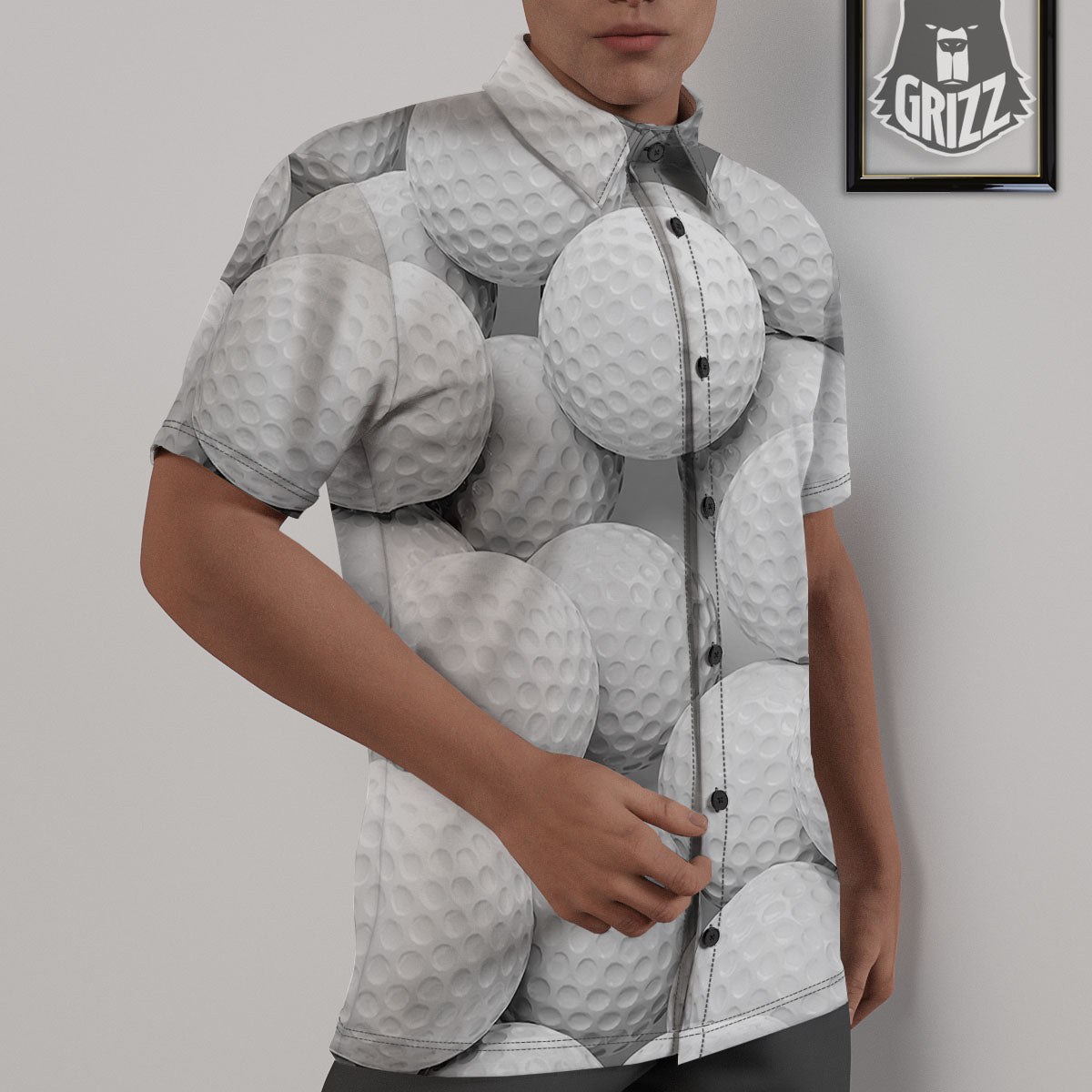 3D Golf Ball Print Untucked Shirts-grizzshop