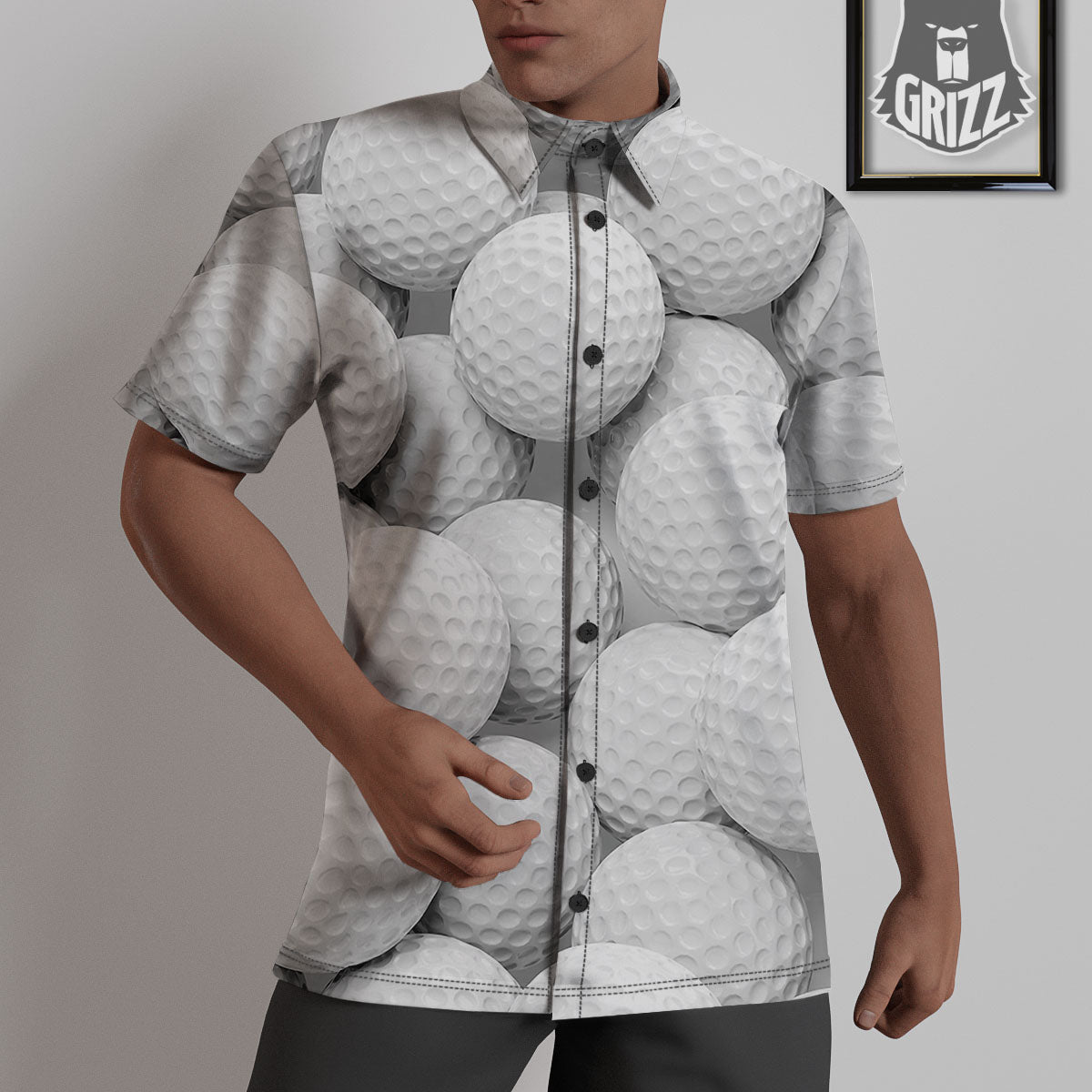 3D Golf Ball Print Untucked Shirts-grizzshop