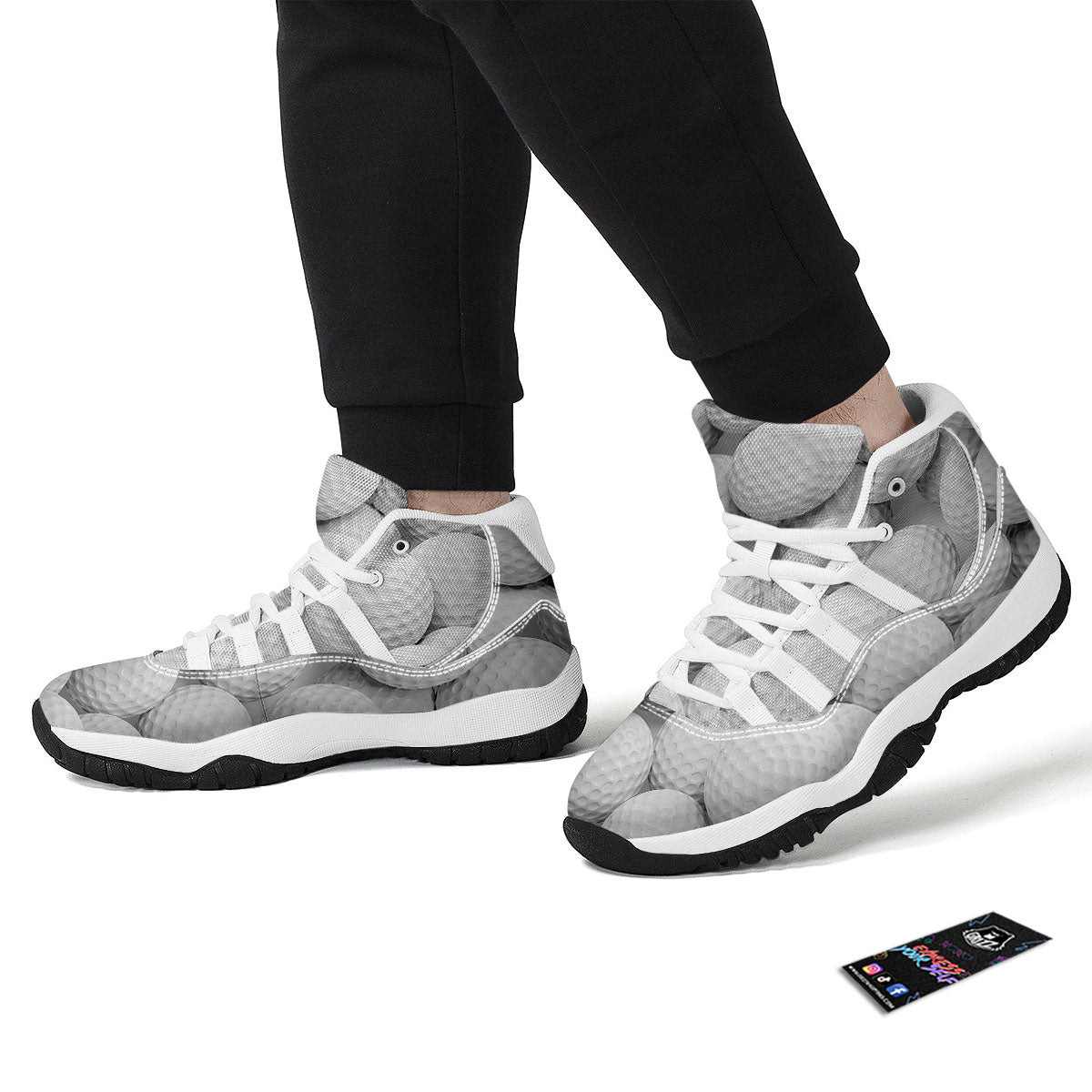 3D Golf Ball Print White Bball Shoes-grizzshop