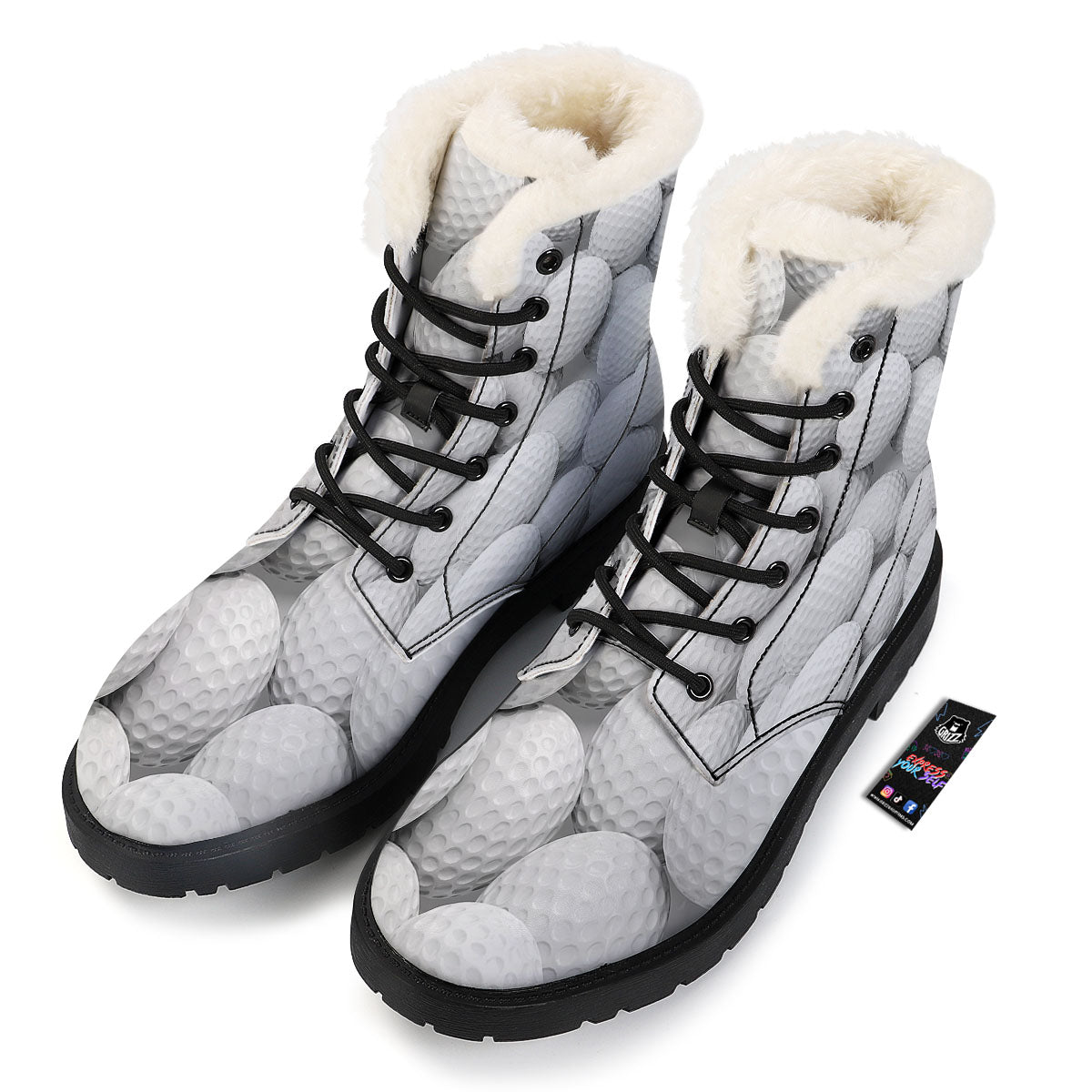 3D Golf Ball Print Winter Boots-grizzshop