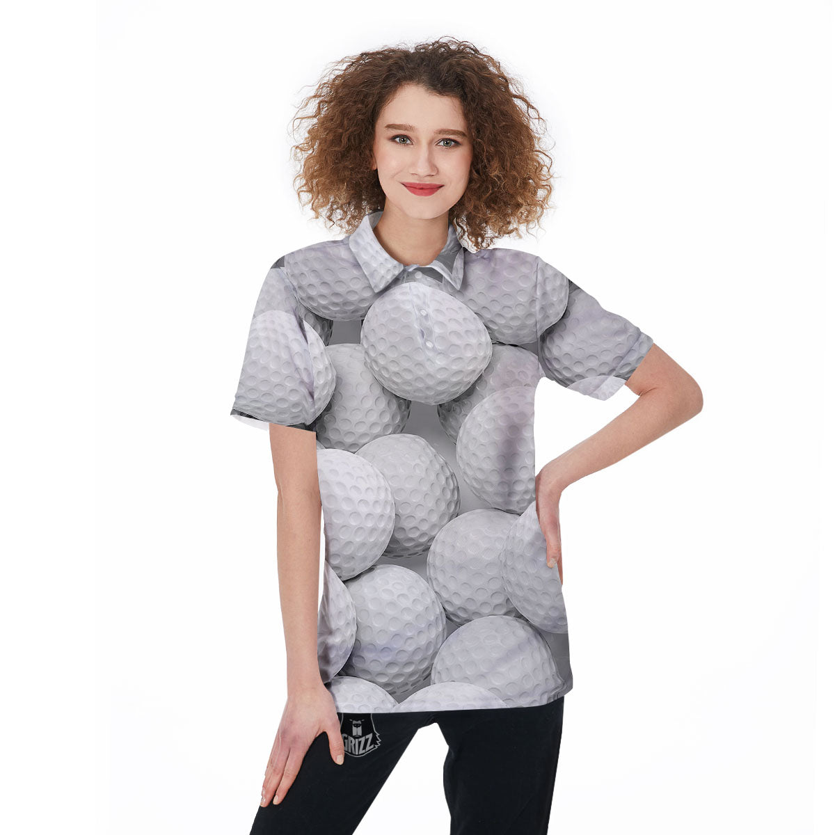3D Golf Ball Print Women's Golf Shirts-grizzshop