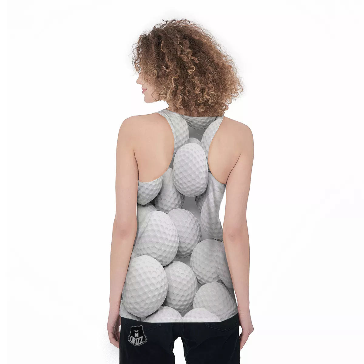 3D Golf Ball Print Women's Racerback Tank Top-grizzshop