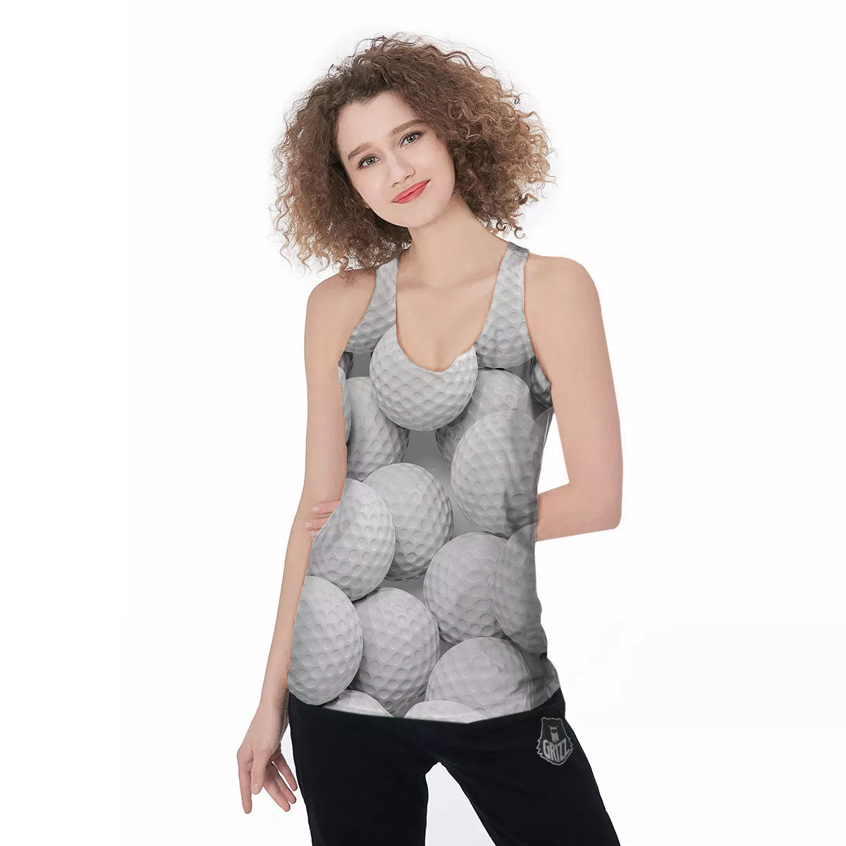3D Golf Ball Print Women's Racerback Tank Top-grizzshop