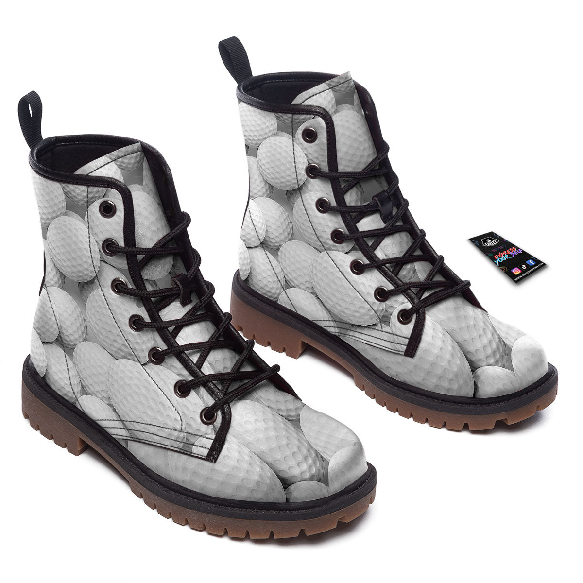3D Golf Ball Print Work Boots-grizzshop