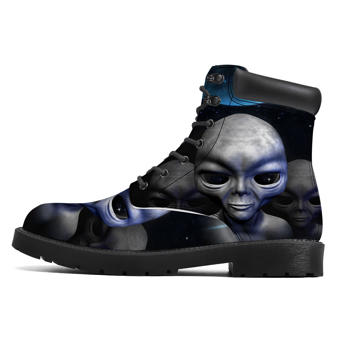 3D Grey Alien Print Boots-grizzshop