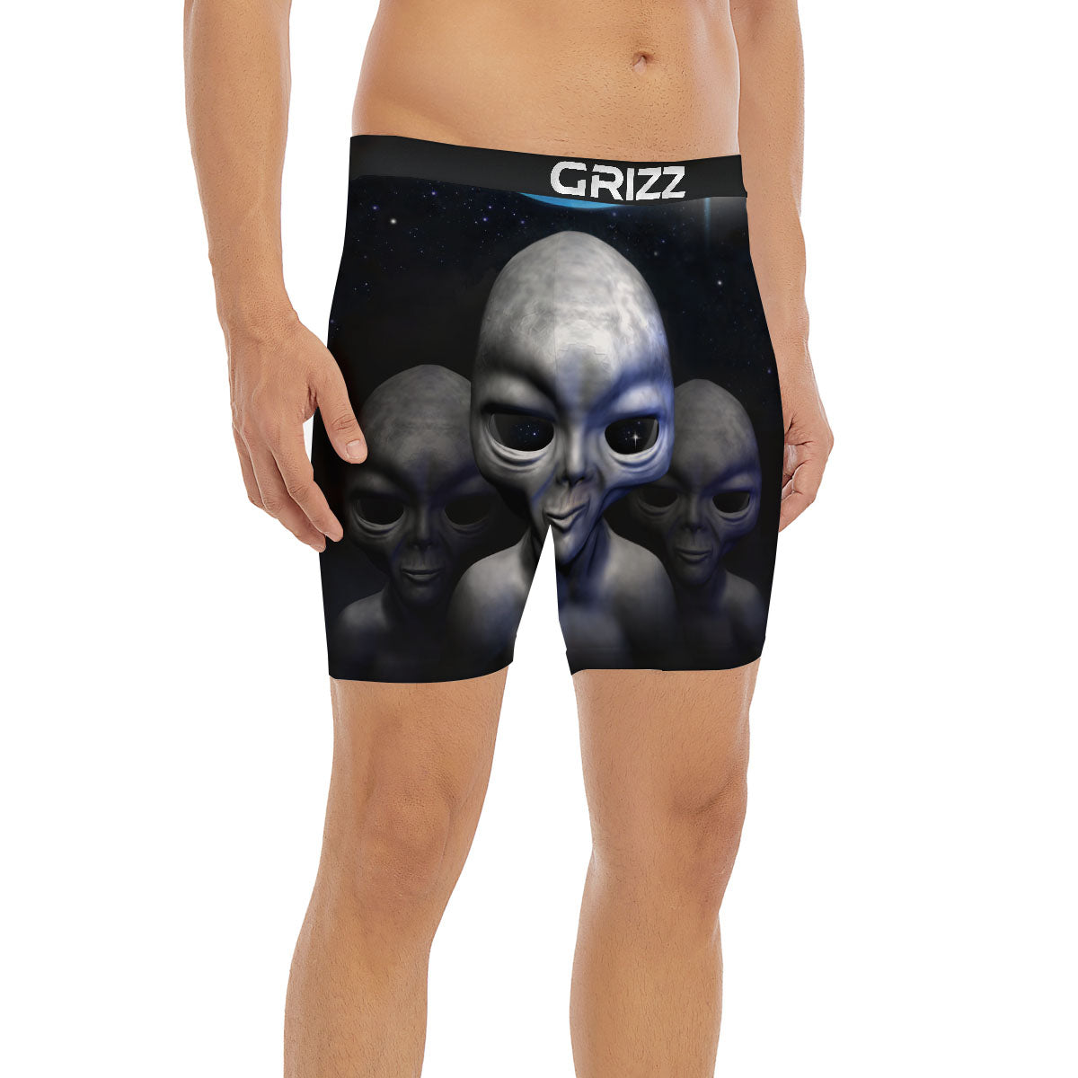 3D Grey Alien Print Boxer Briefs-grizzshop