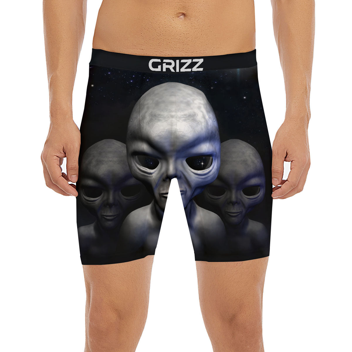 3D Grey Alien Print Boxer Briefs-grizzshop