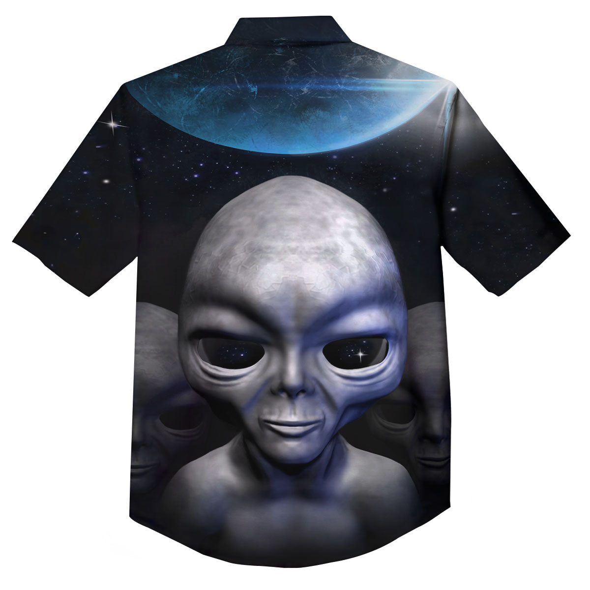 3D Grey Alien Print Button Up Shirt-grizzshop