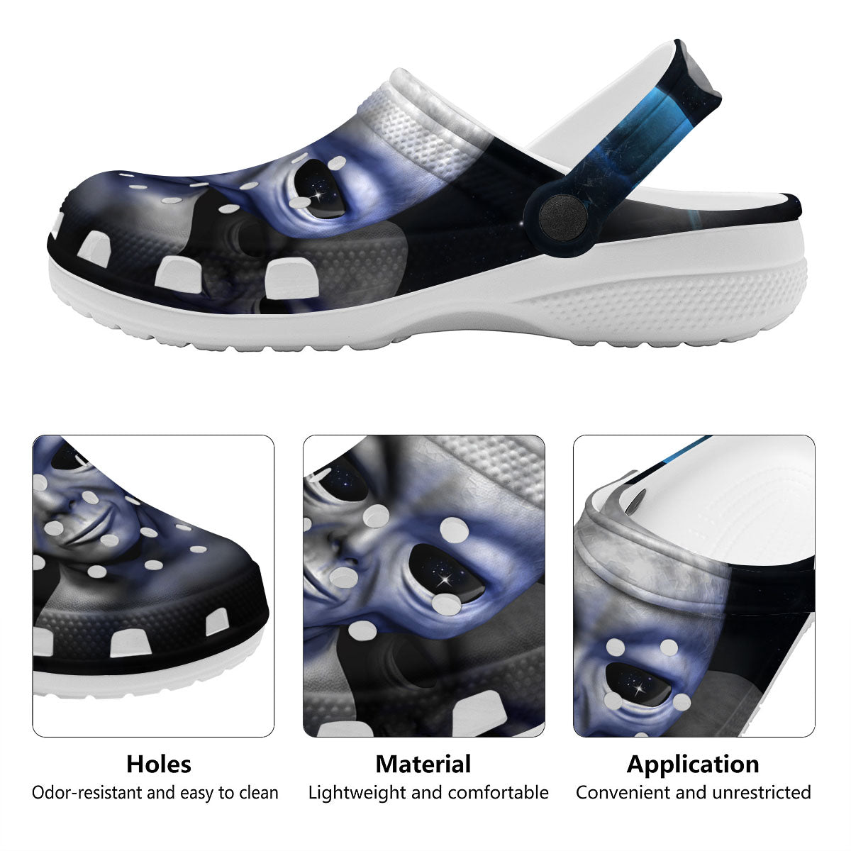 3D Grey Alien Print Clog-grizzshop
