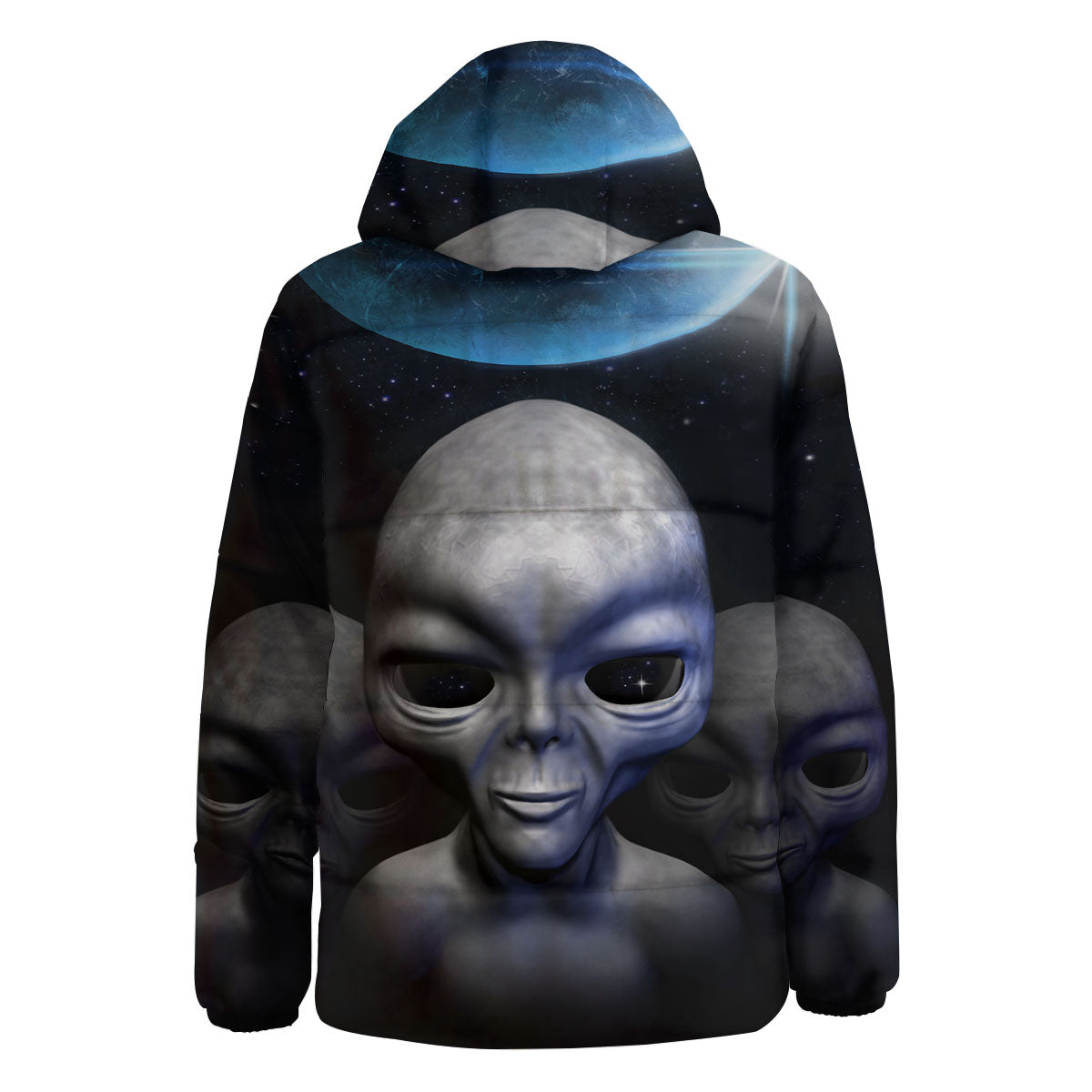 3D Grey Alien Print Down Jacket-grizzshop