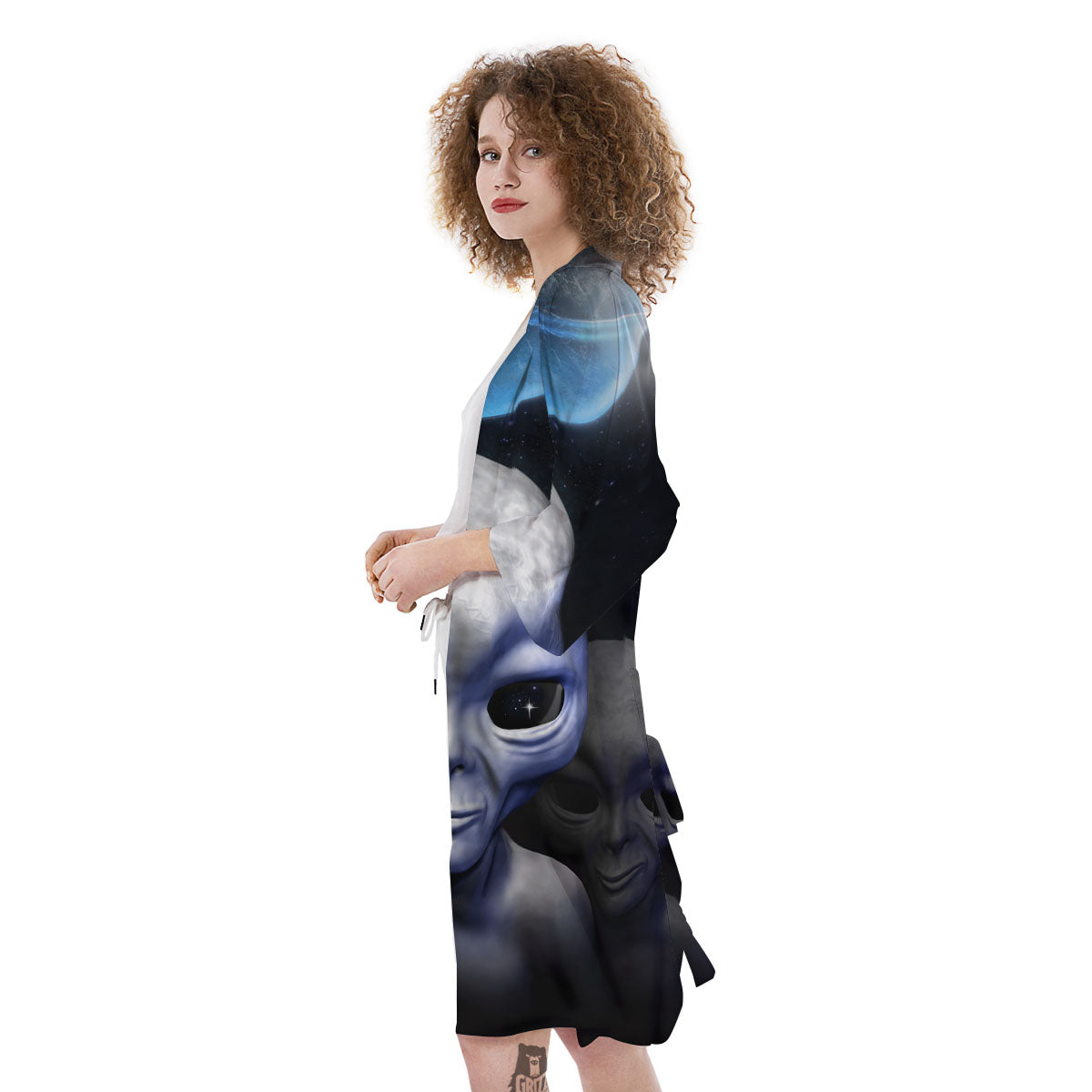 3D Grey Alien Print Kimono-grizzshop
