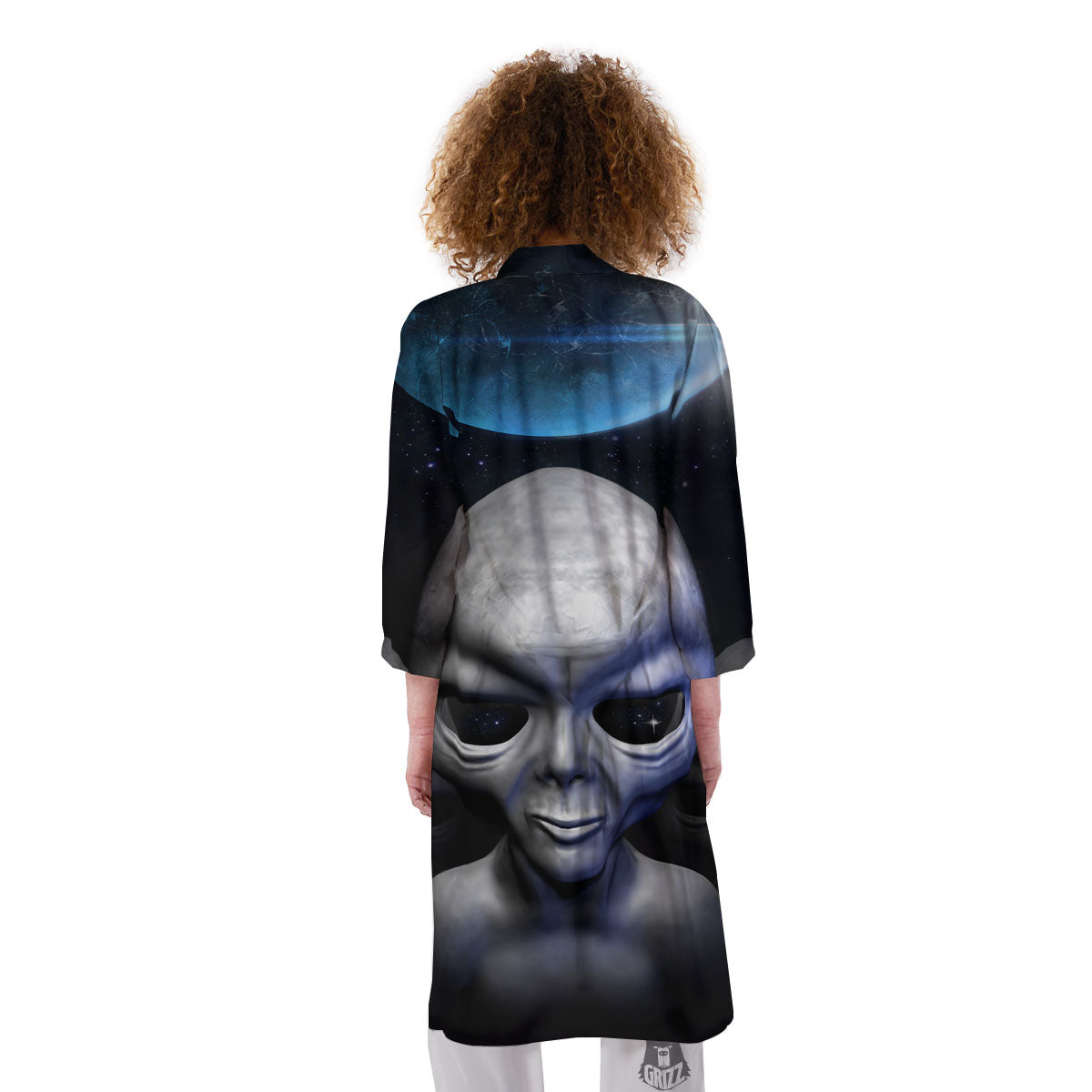 3D Grey Alien Print Kimono-grizzshop