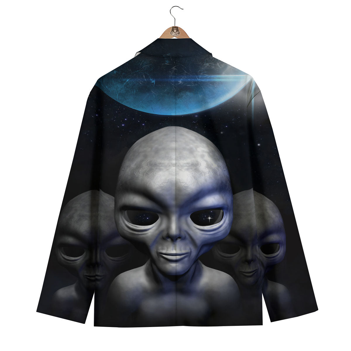 3D Grey Alien Print Men's Blazer-grizzshop